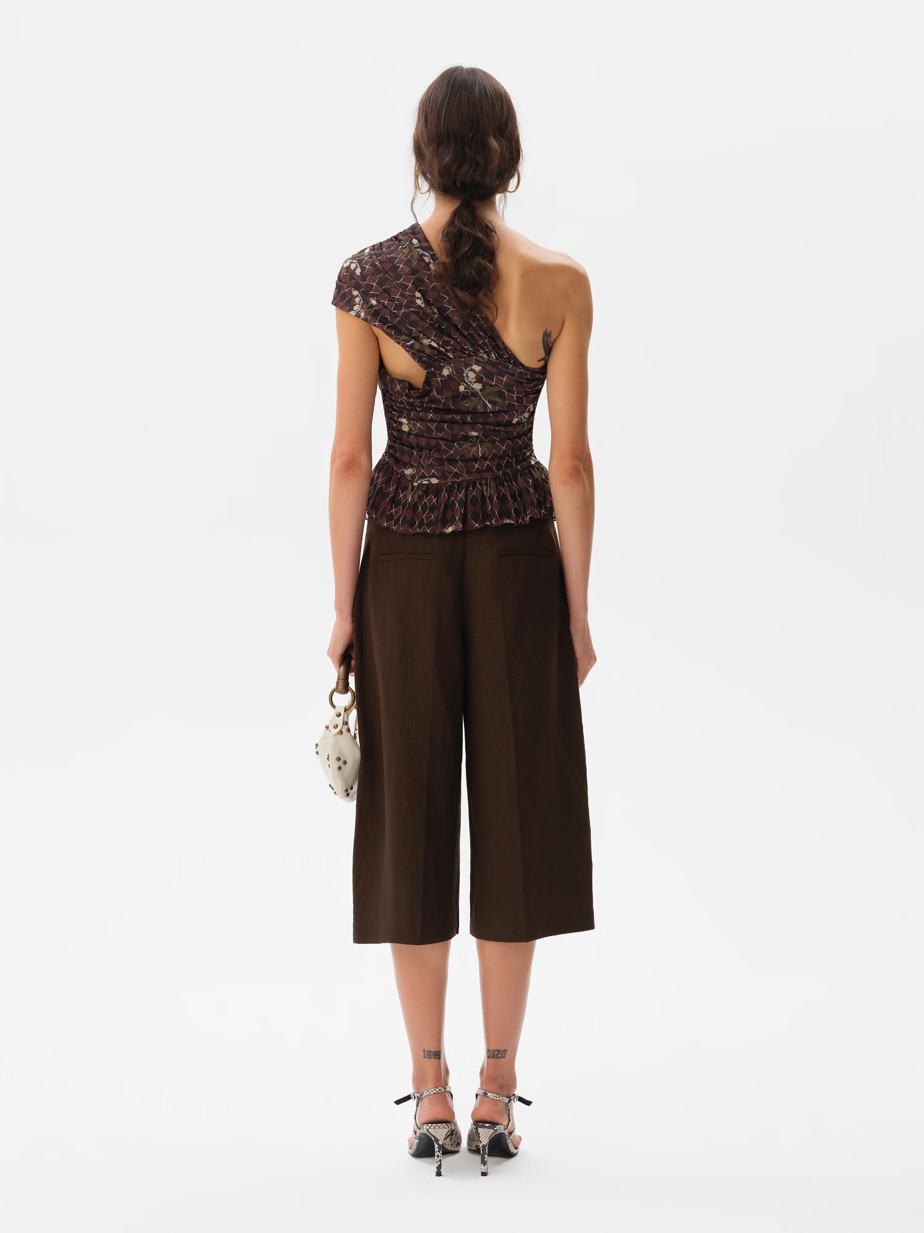OPHI - One-shoulder printed mesh top - Image 4