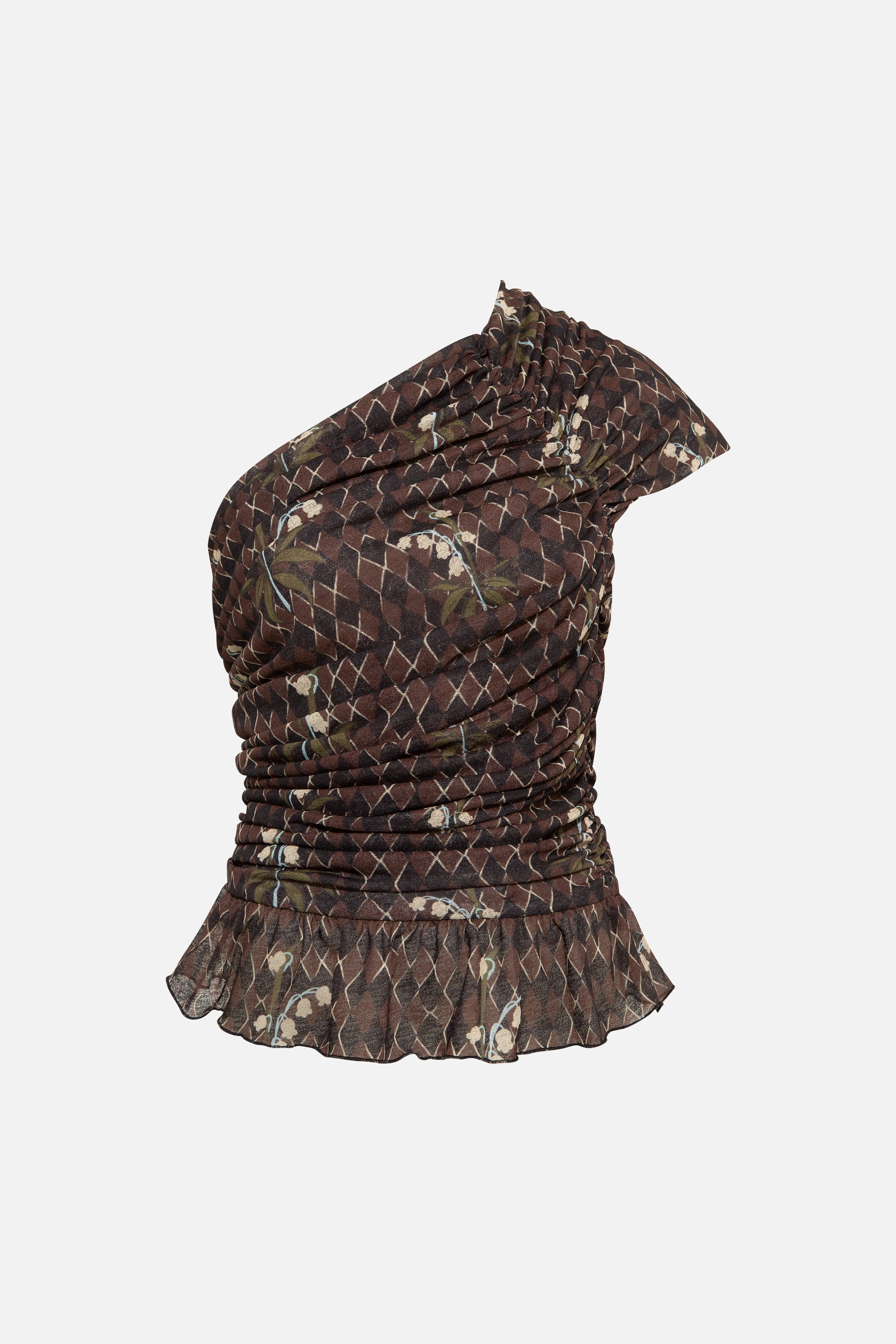 OPHI - One-shoulder printed mesh top - Image 5