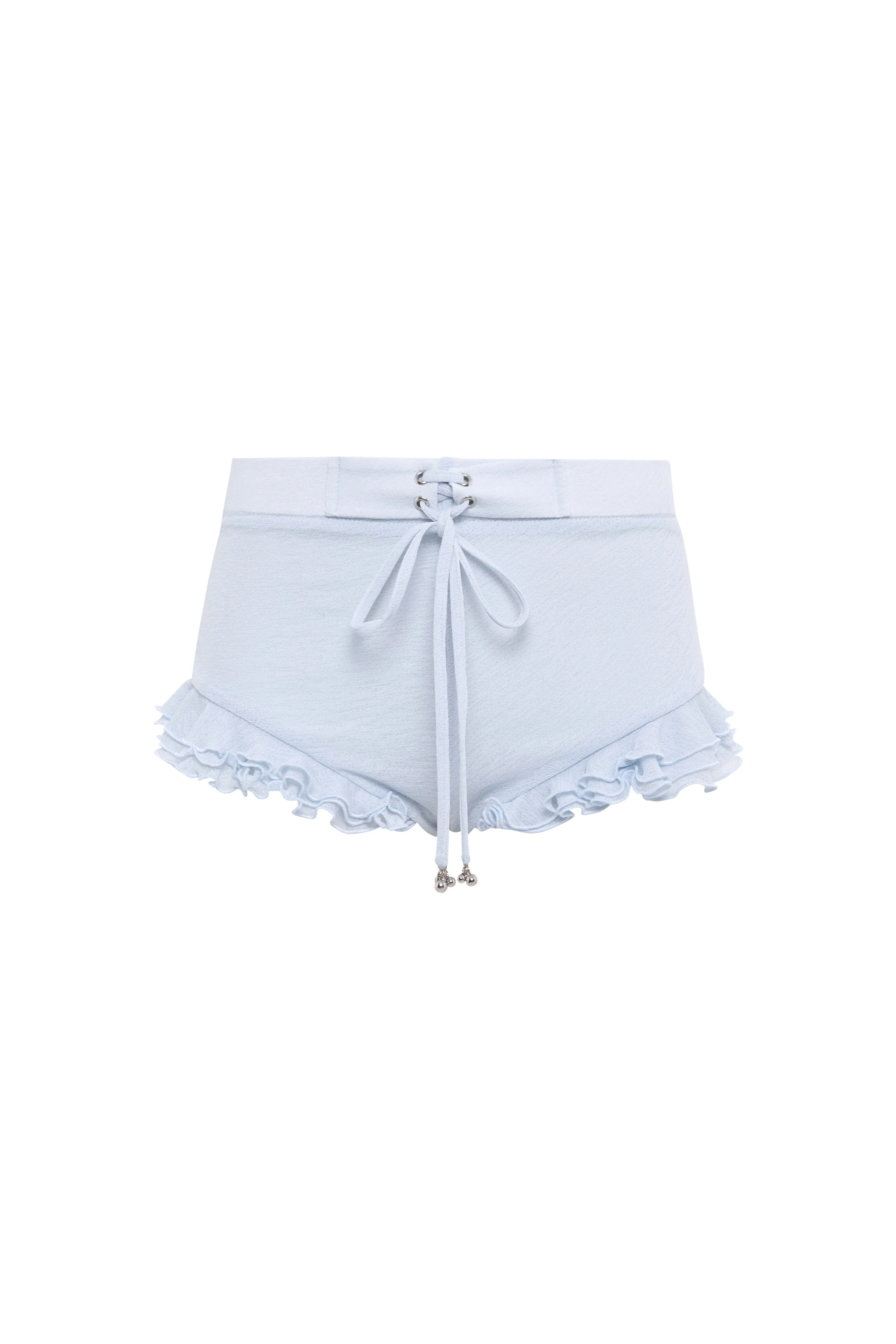 PEONIE - Ruflled mesh mini shorts