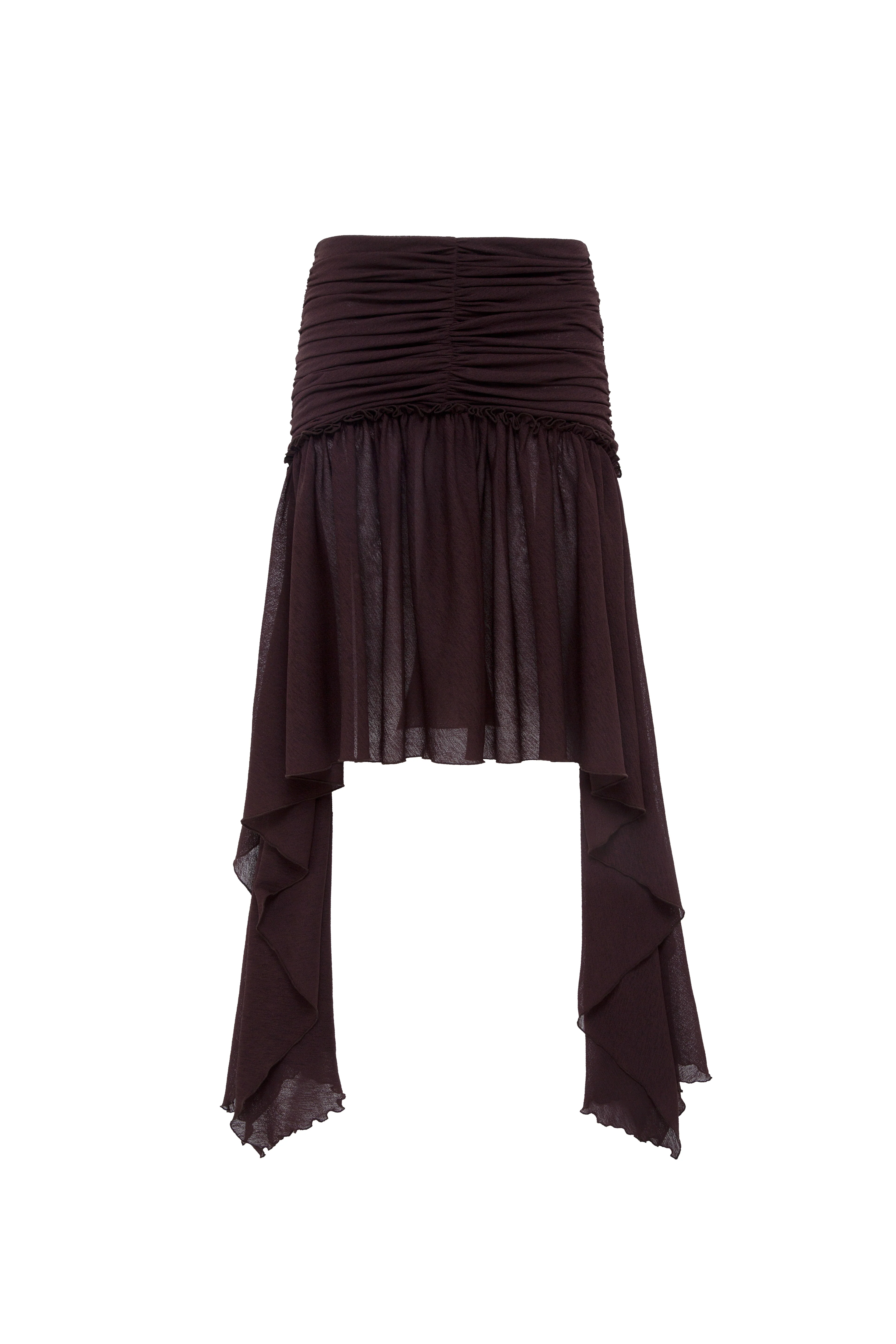 PIXIE - Asymmetric draped mini mesh skirt - Image 5