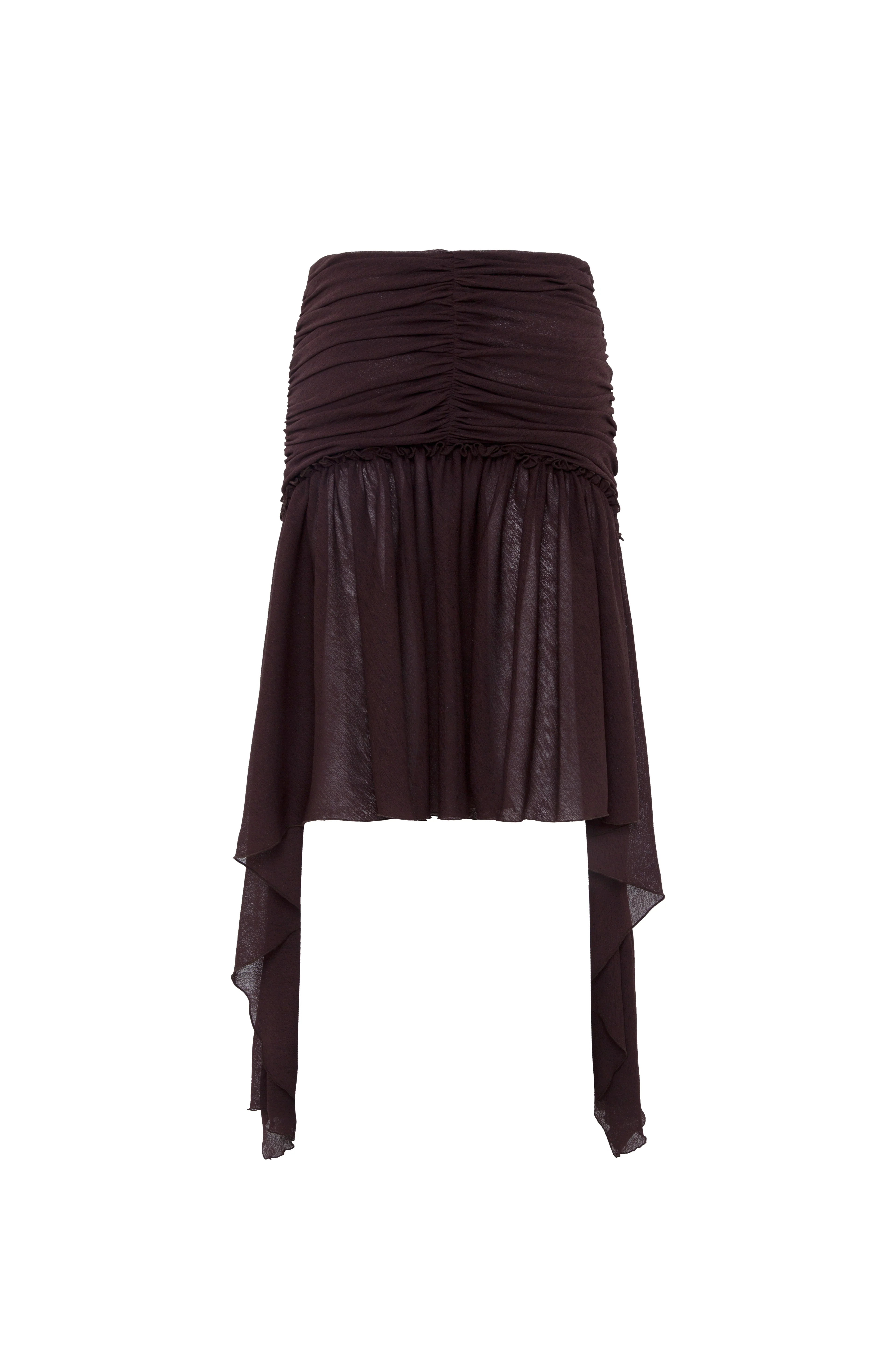 PIXIE - Asymmetric draped mini mesh skirt - Image 6