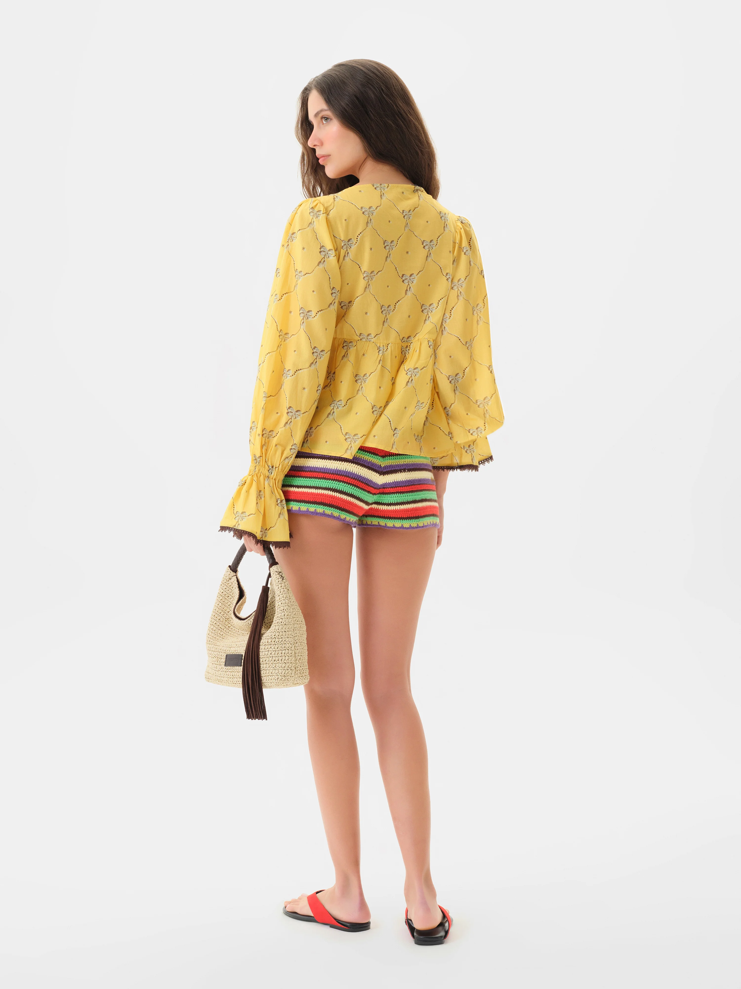 RENATA - Striped crochet mini shorts - Image 4