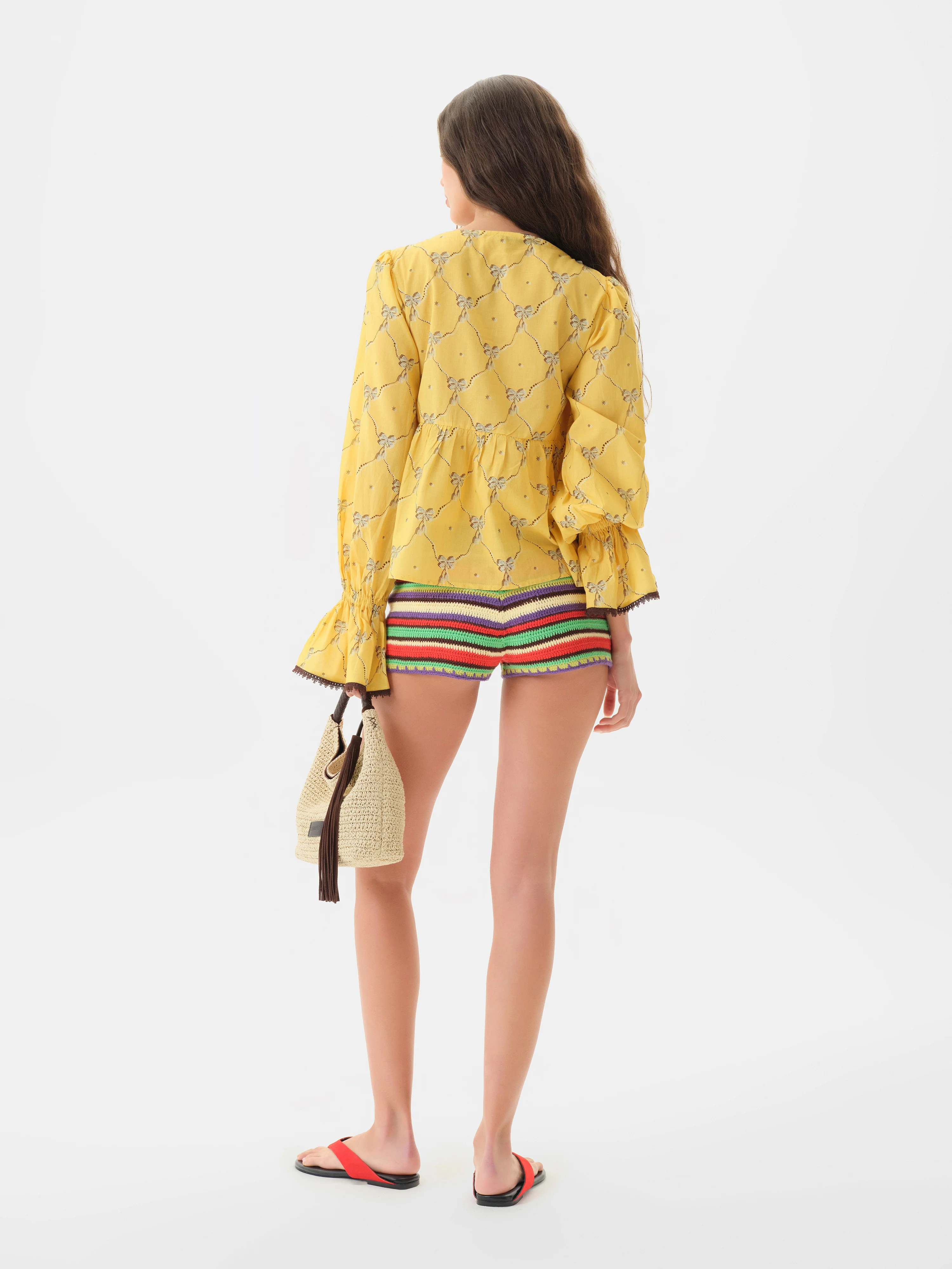 RENATA - Striped crochet mini shorts - Image 5