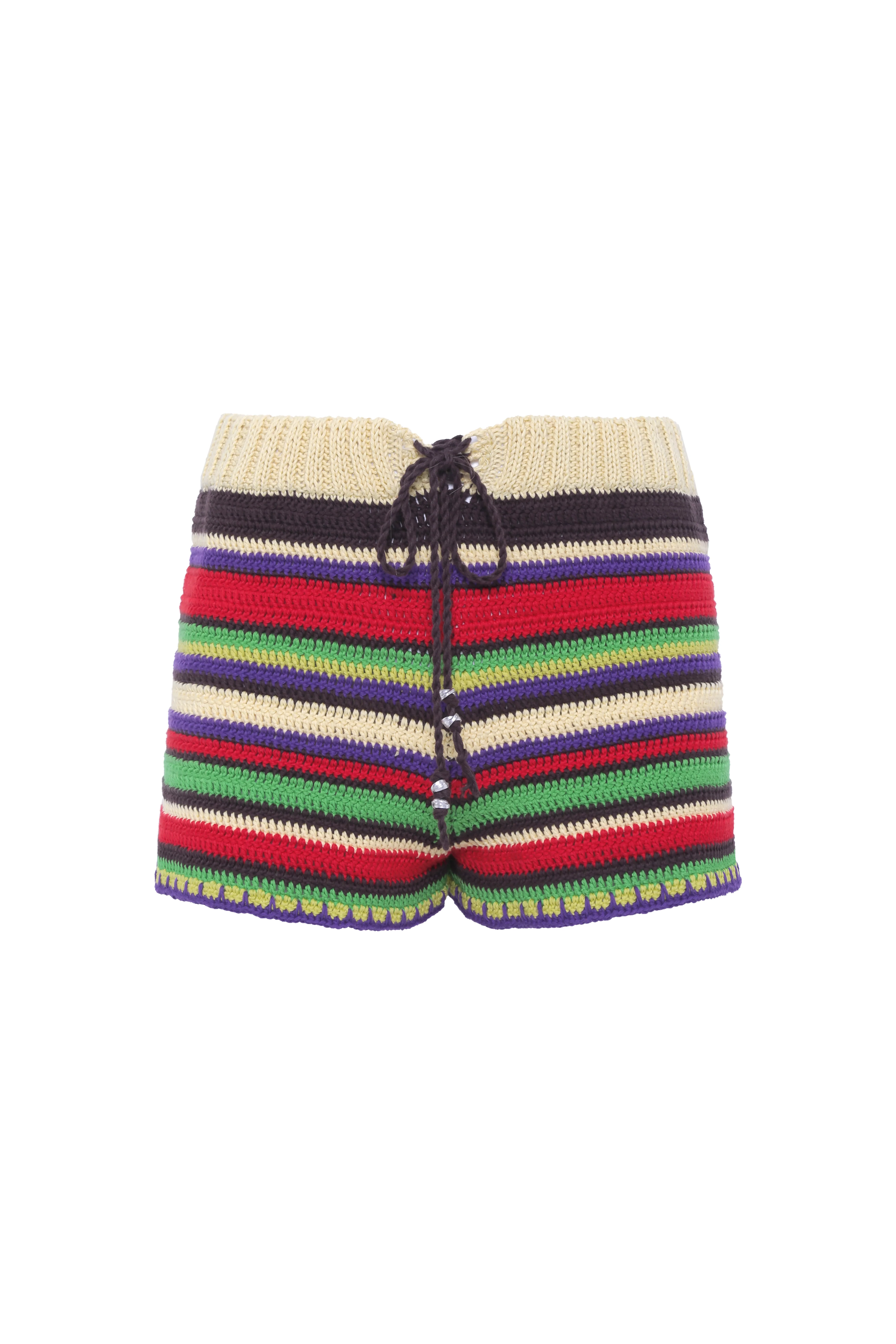 RENATA - Striped crochet mini shorts - Image 6