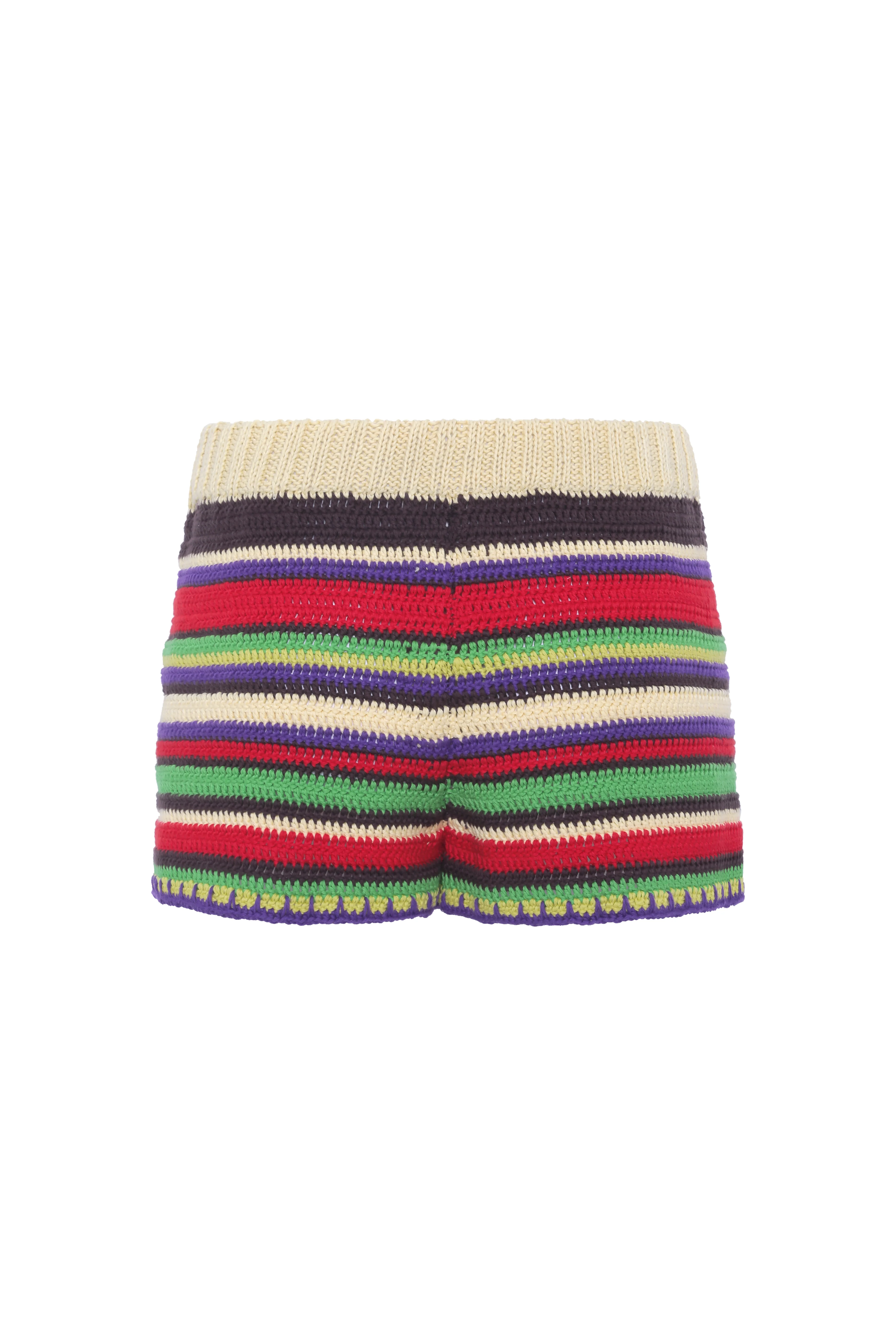 RENATA - Striped crochet mini shorts - Image 7