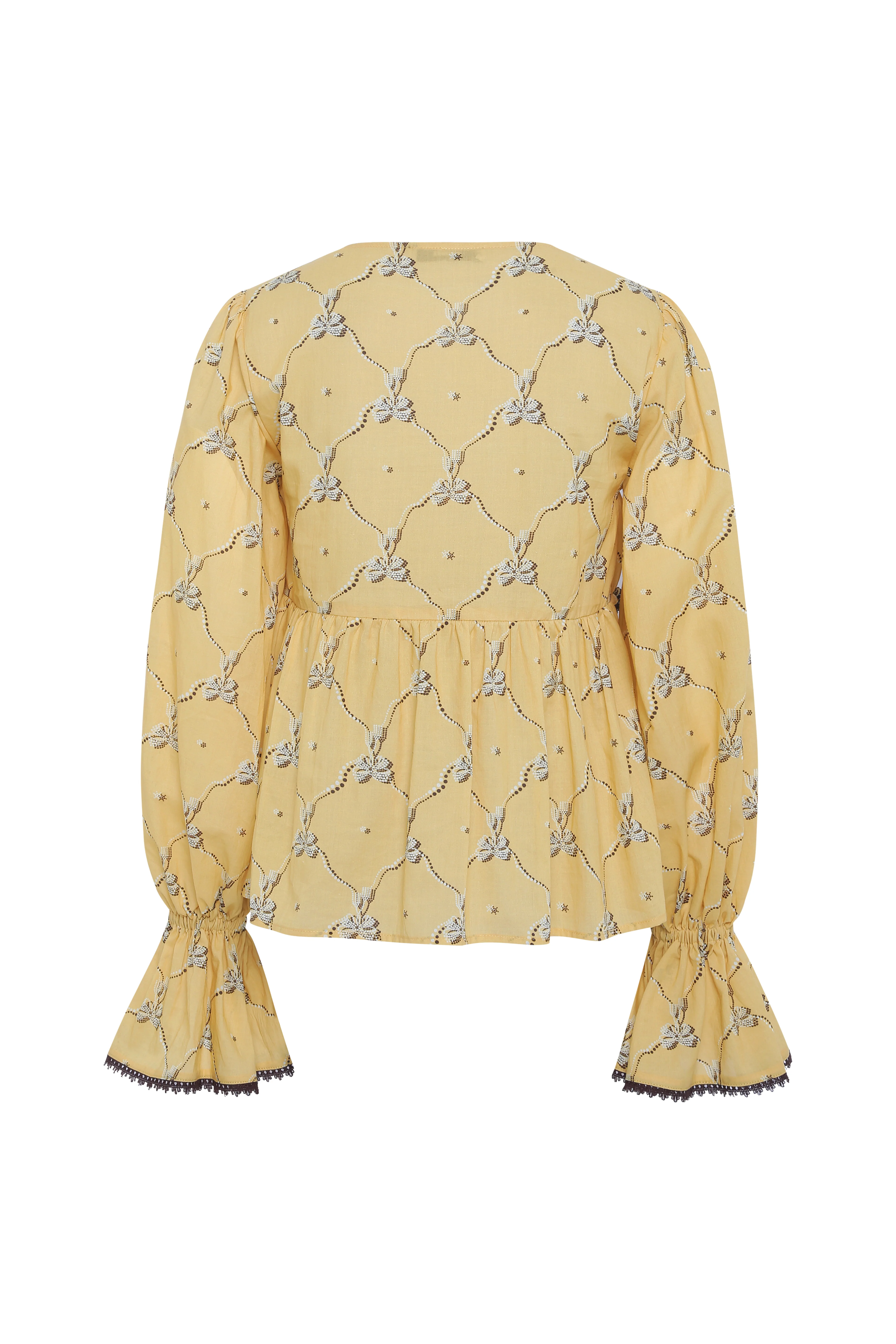 RIBY - Yellow printed flared-sleeve top - Image 6