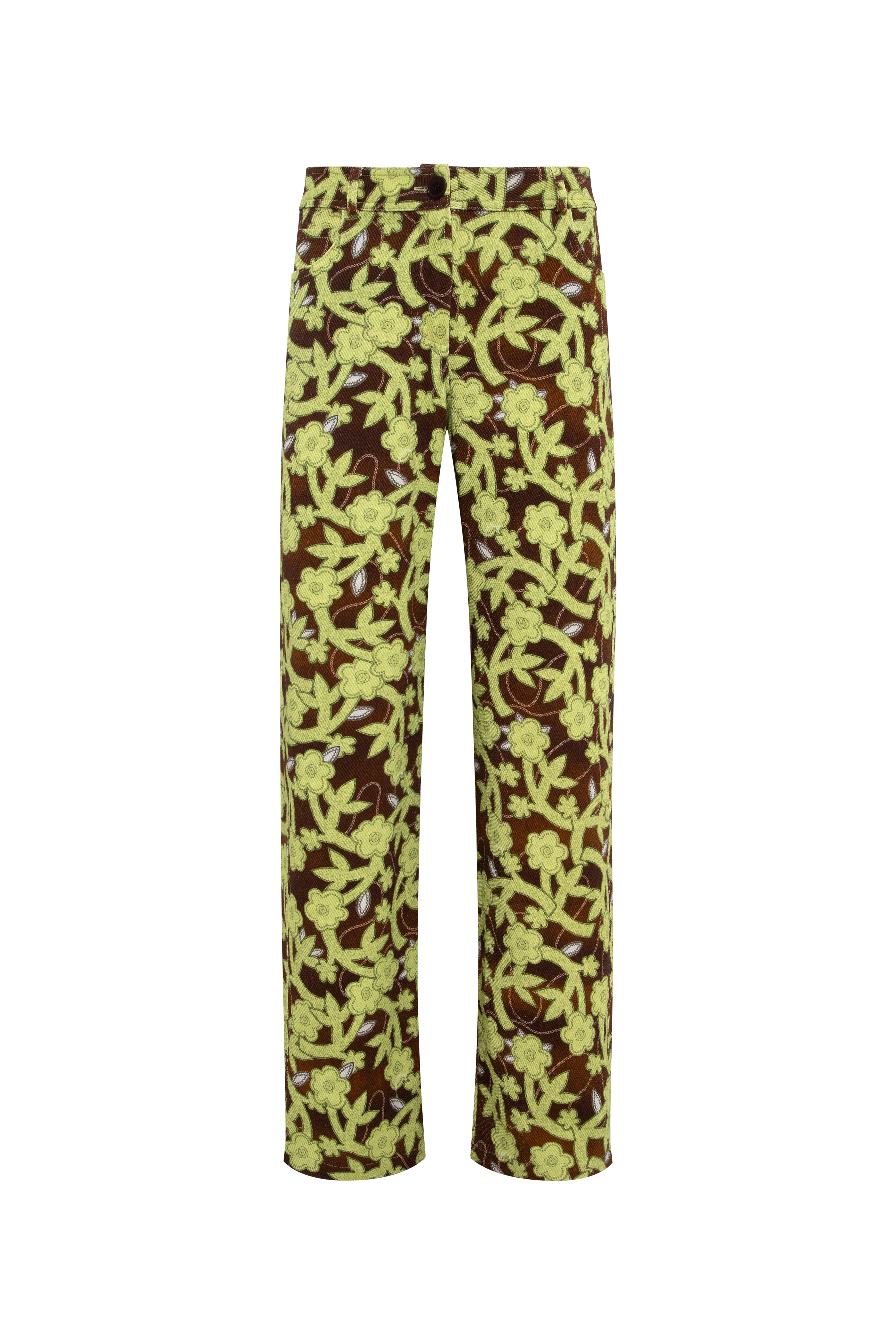 ROUX - Floral printed straight-leg low-rise pants