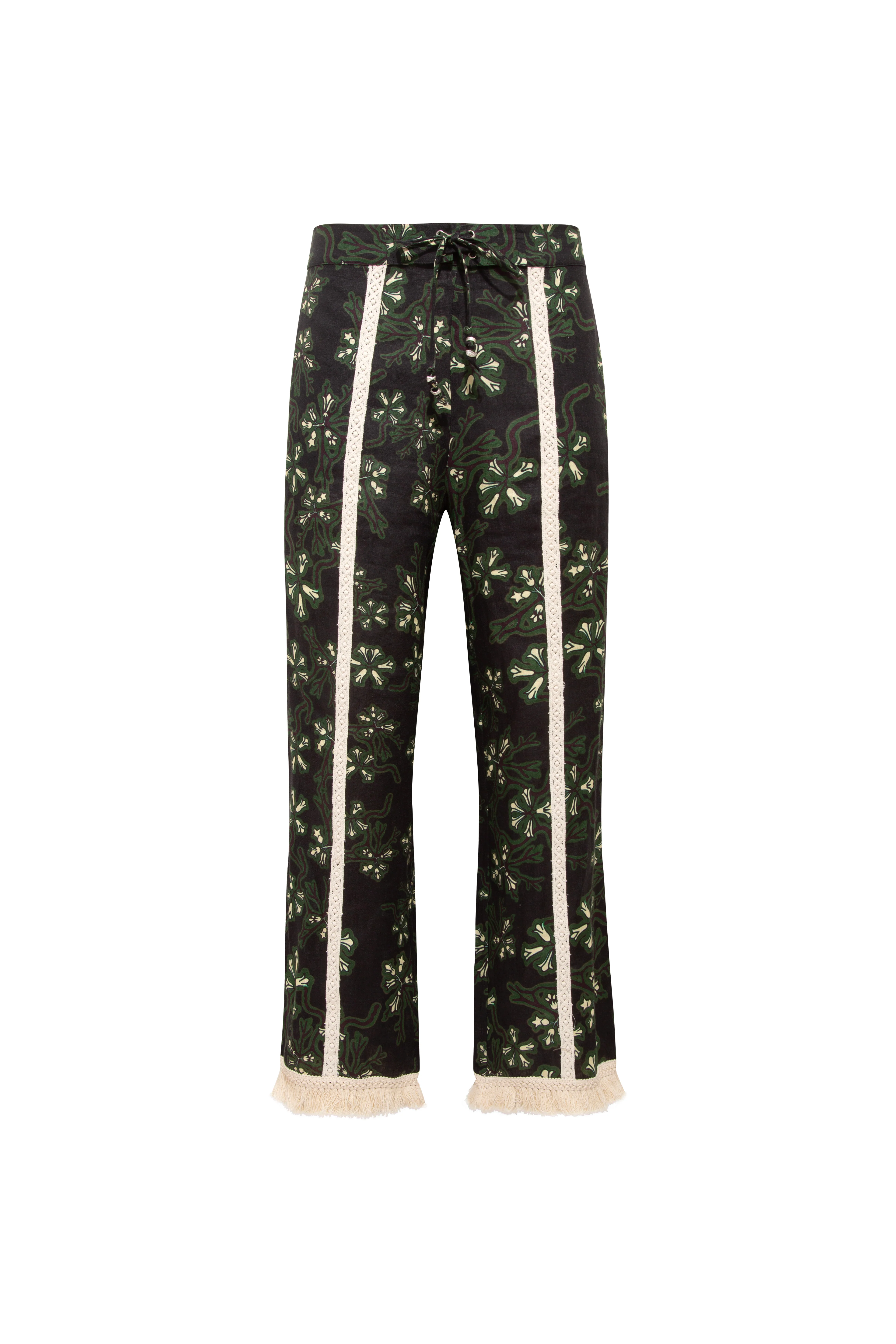 SAVINA - Lace trimmed wide-leg linen pants - Image 5