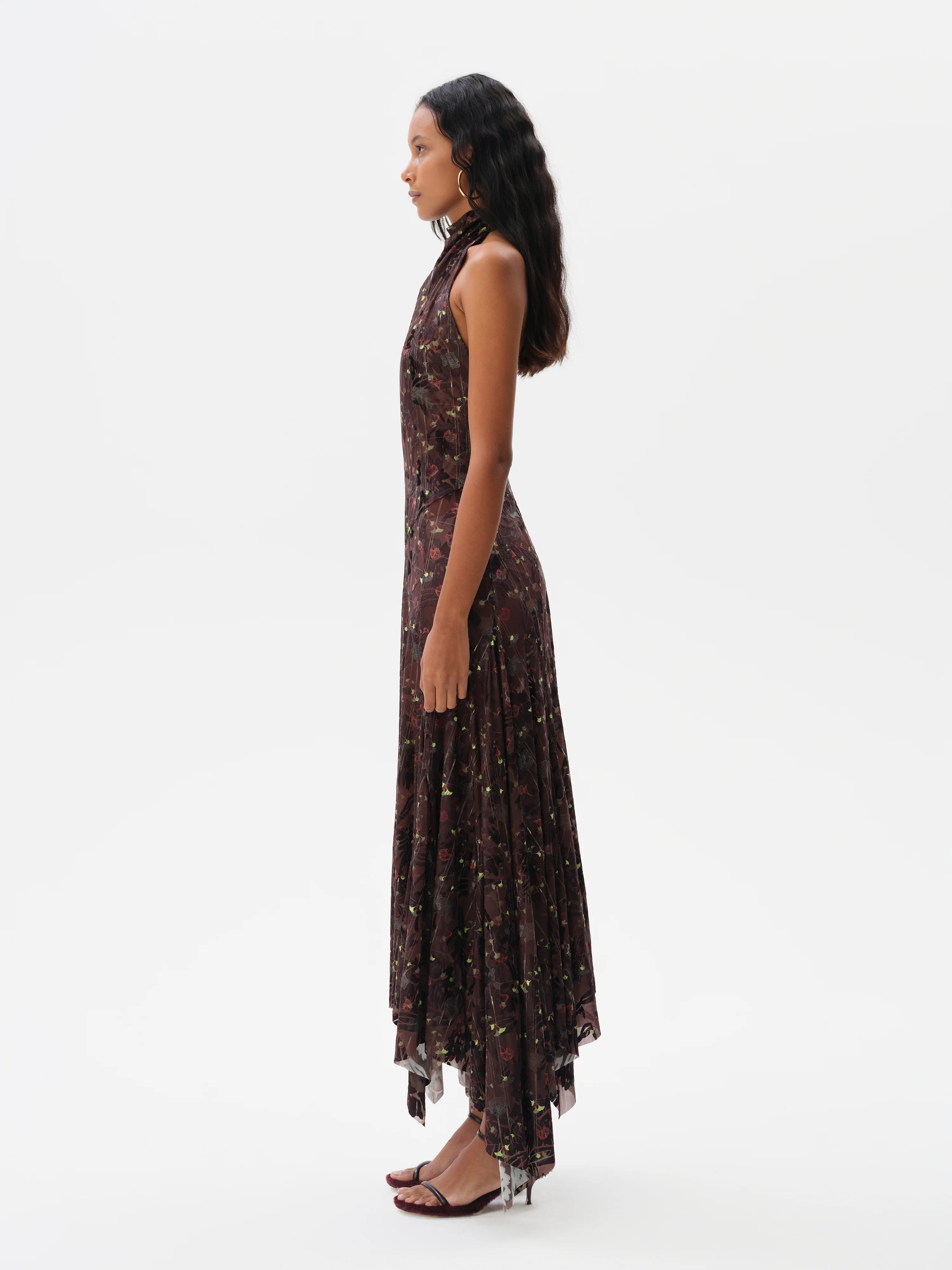 SEGNOR - Open-back halter velvet devoré dress - Image 3