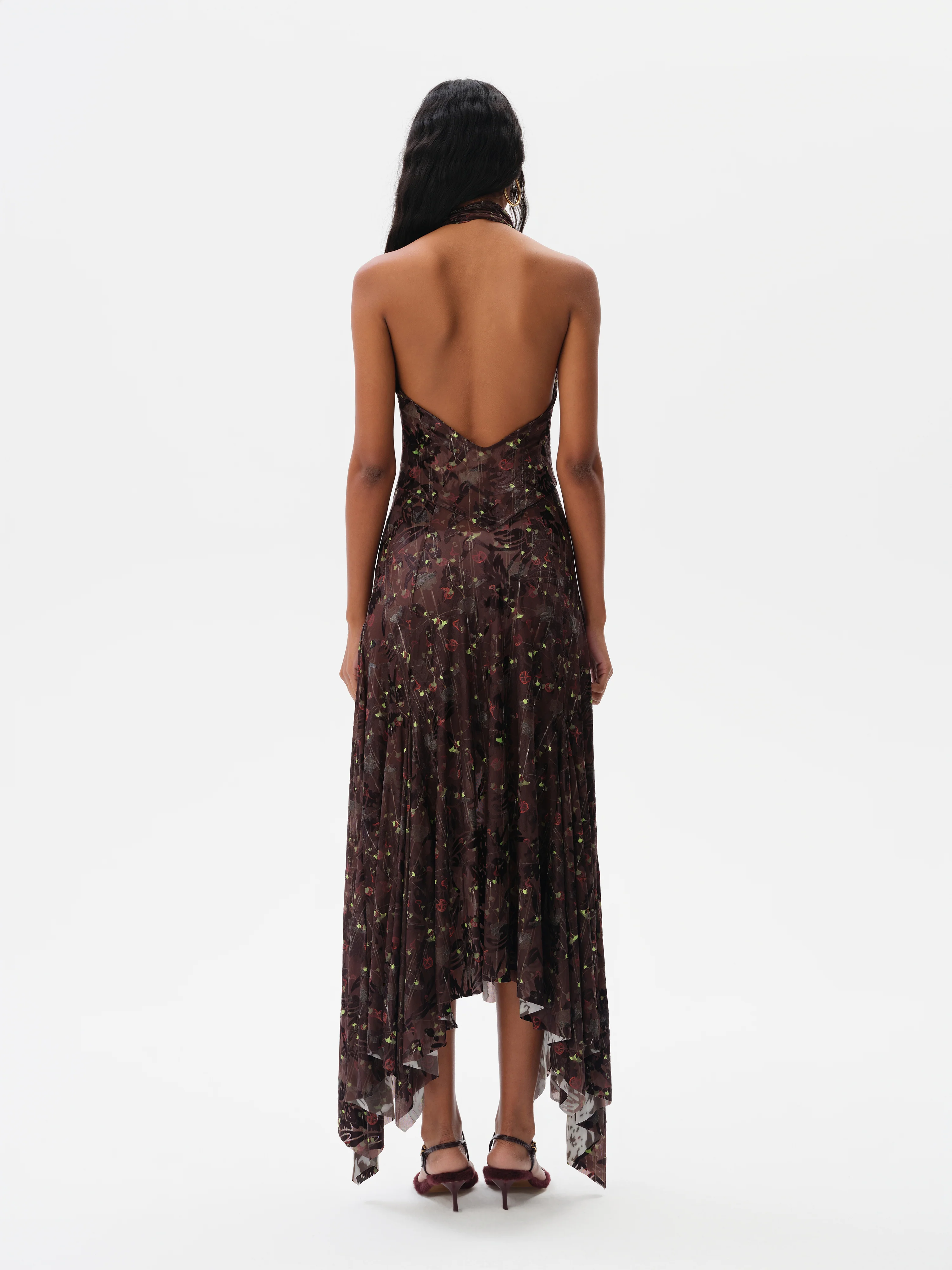 SEGNOR - Open-back halter velvet devoré dress - Image 4