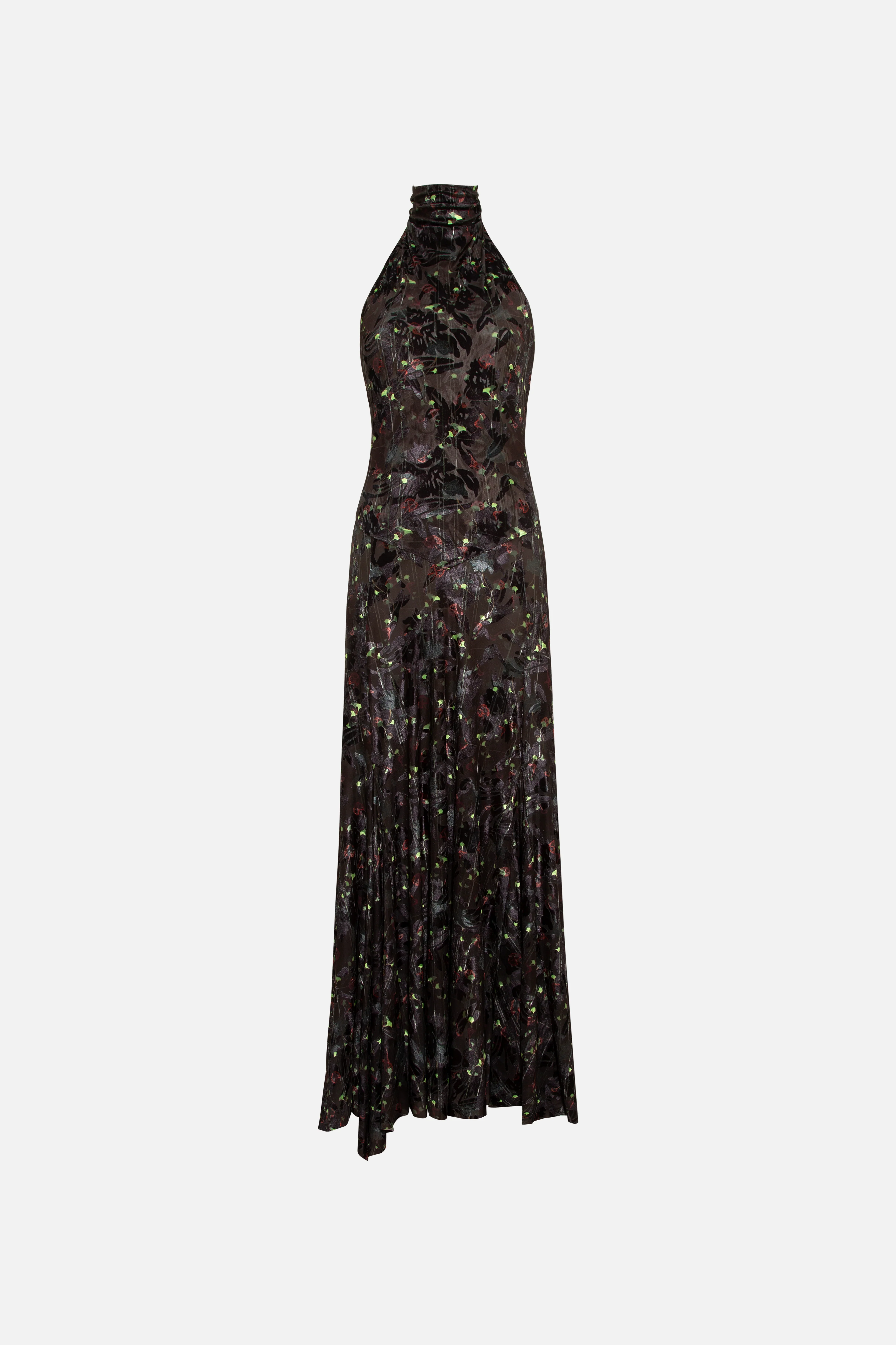 SEGNOR - Open-back halter velvet devoré dress - Image 5