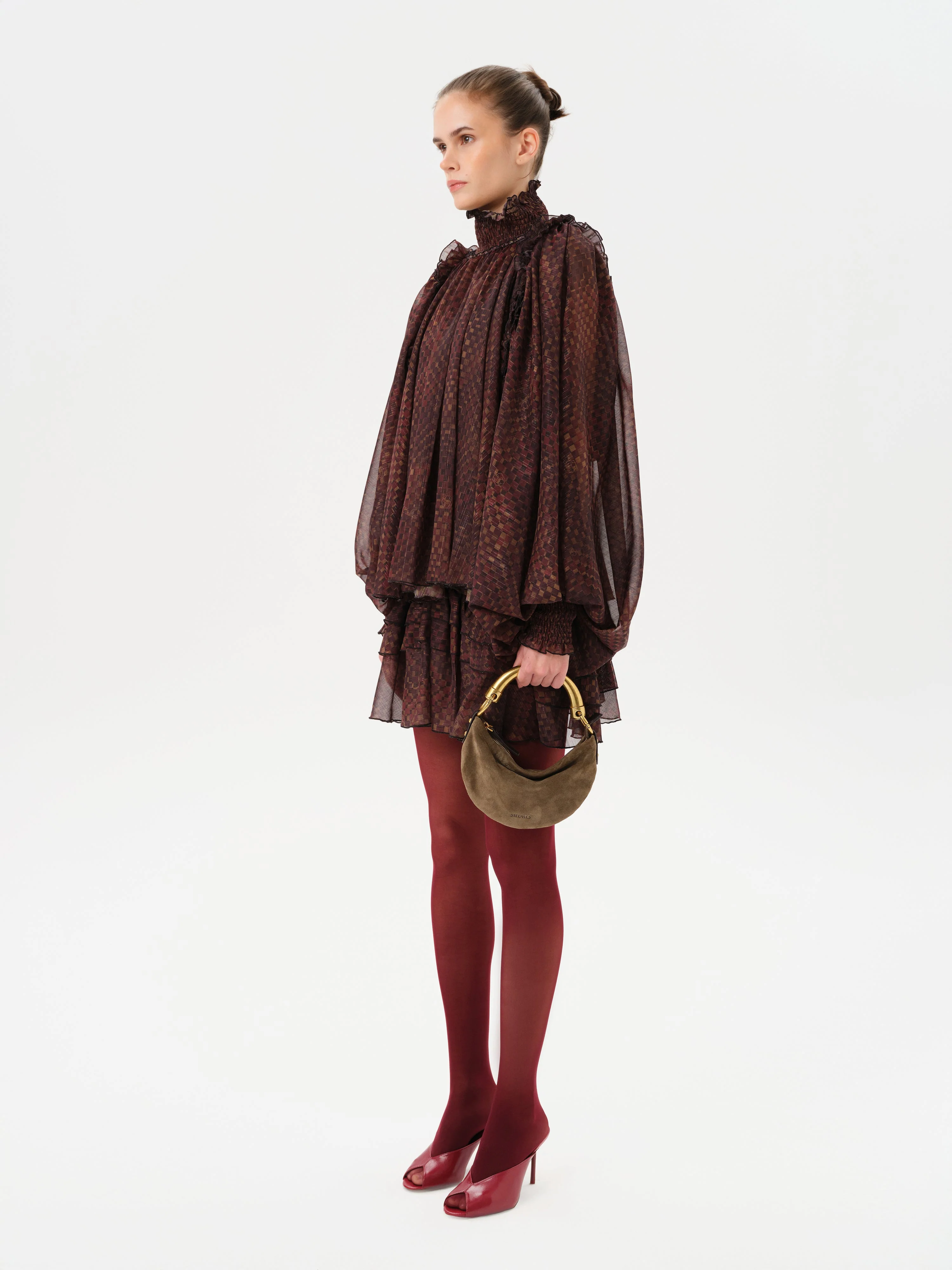SERENA - Printed sheer long-sleeve blouse with open-back design - Image 3