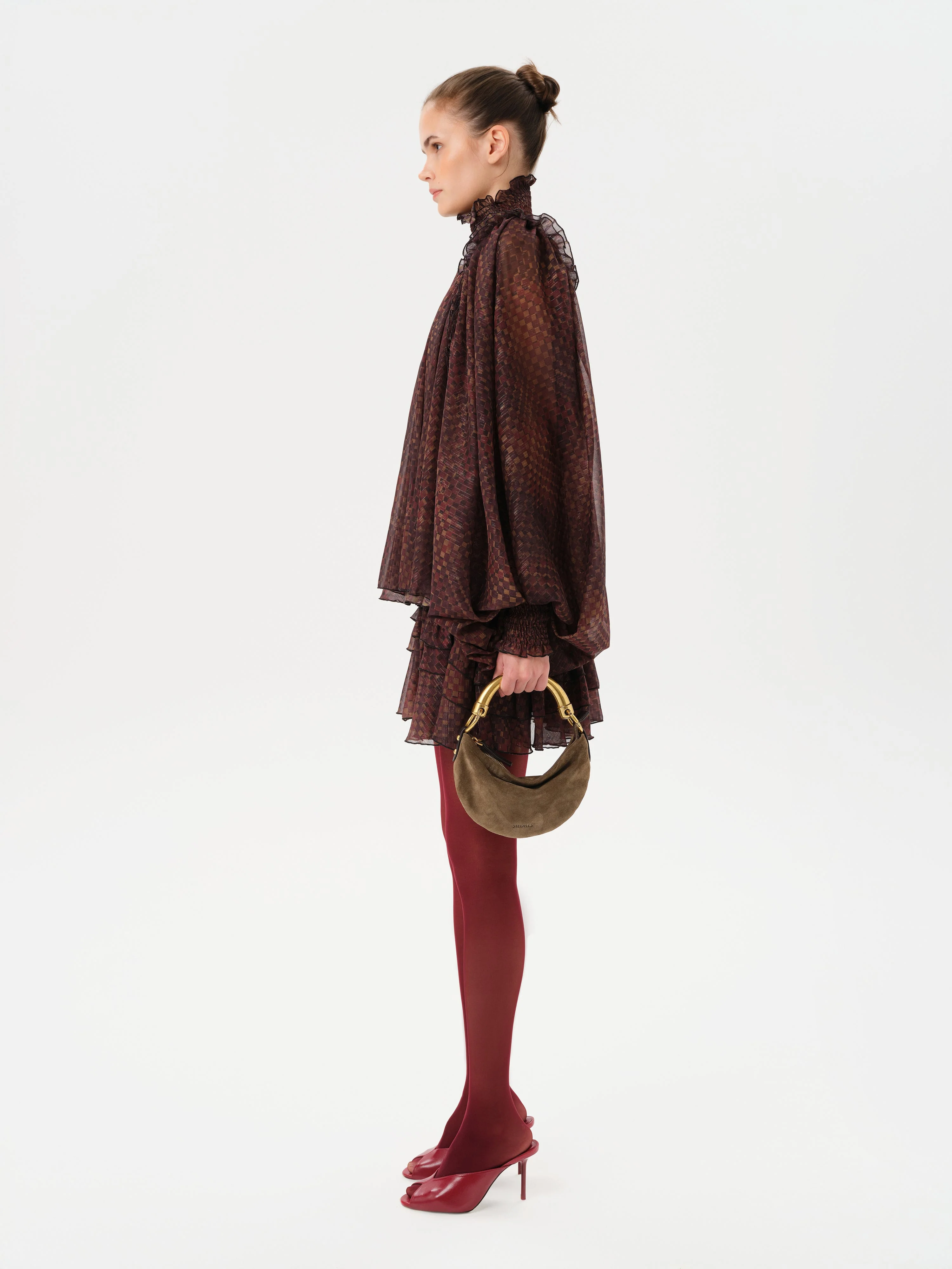 SERENA - Printed sheer long-sleeve blouse with open-back design - Image 4