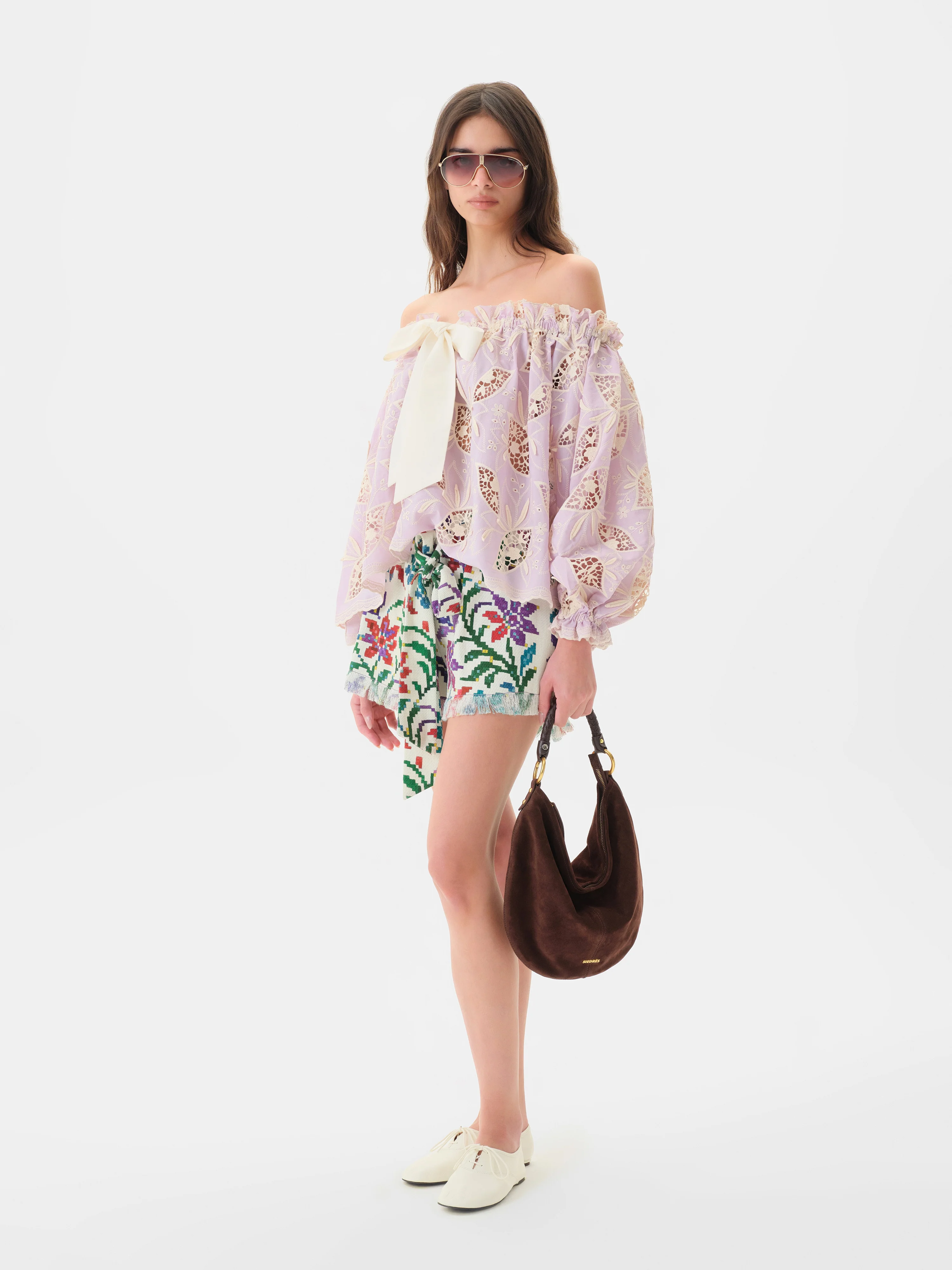 SHOL - Floral print shorts with frayed hem - Image 2
