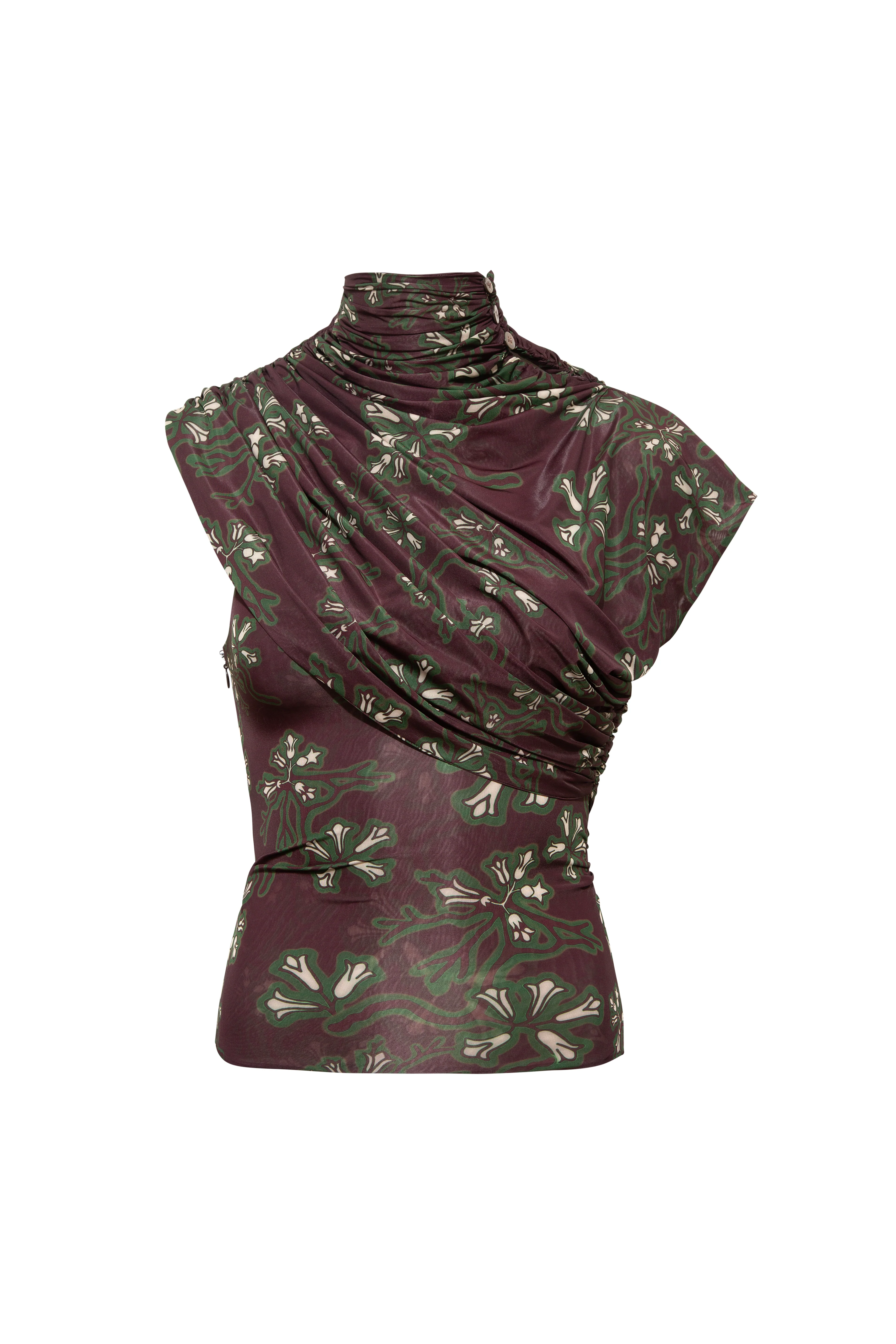SILVY - Asymmetric printed jersey top - Image 6