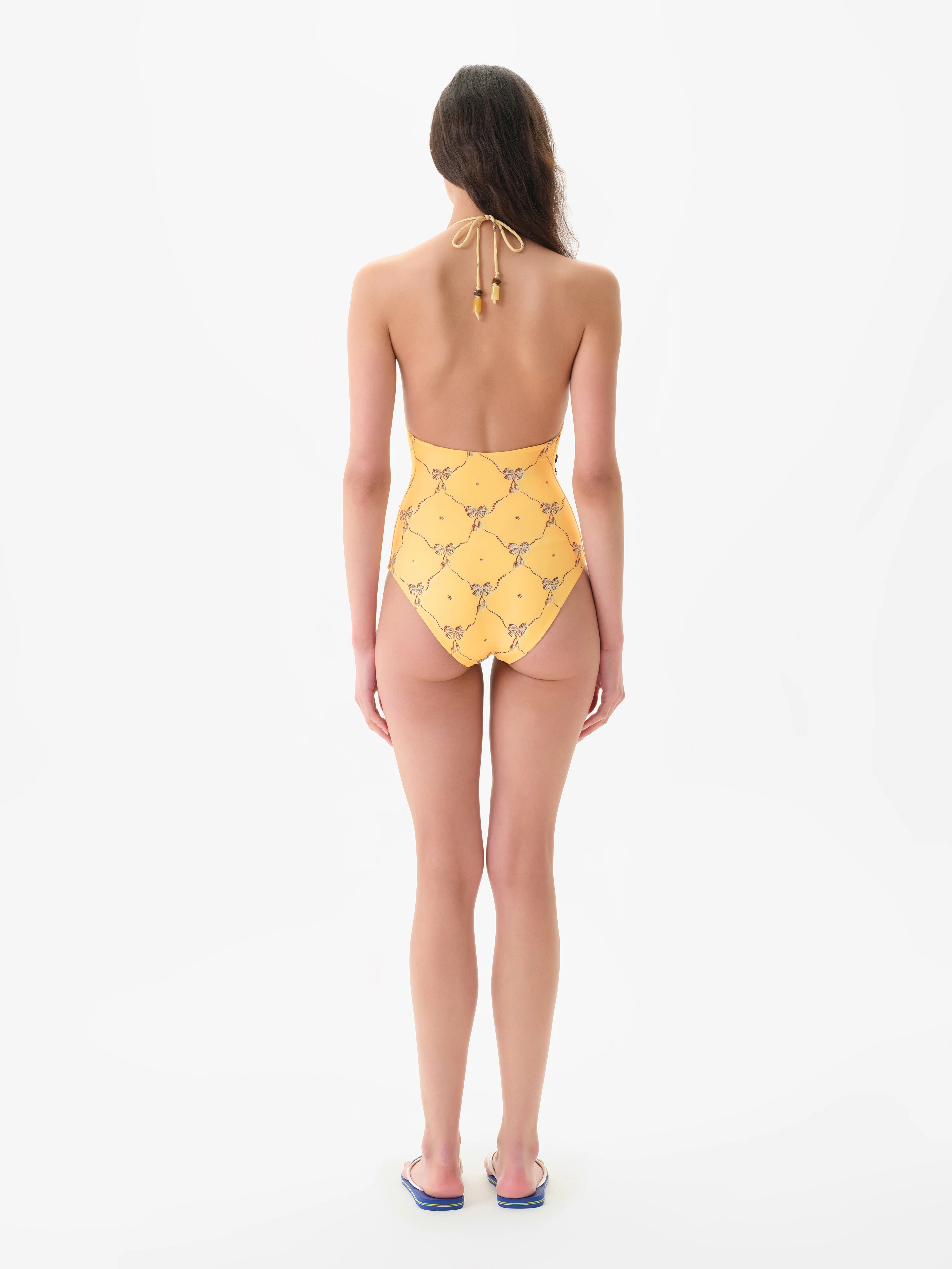 SOLENA - Embroidered floral halterneck swimsuit - Image 3