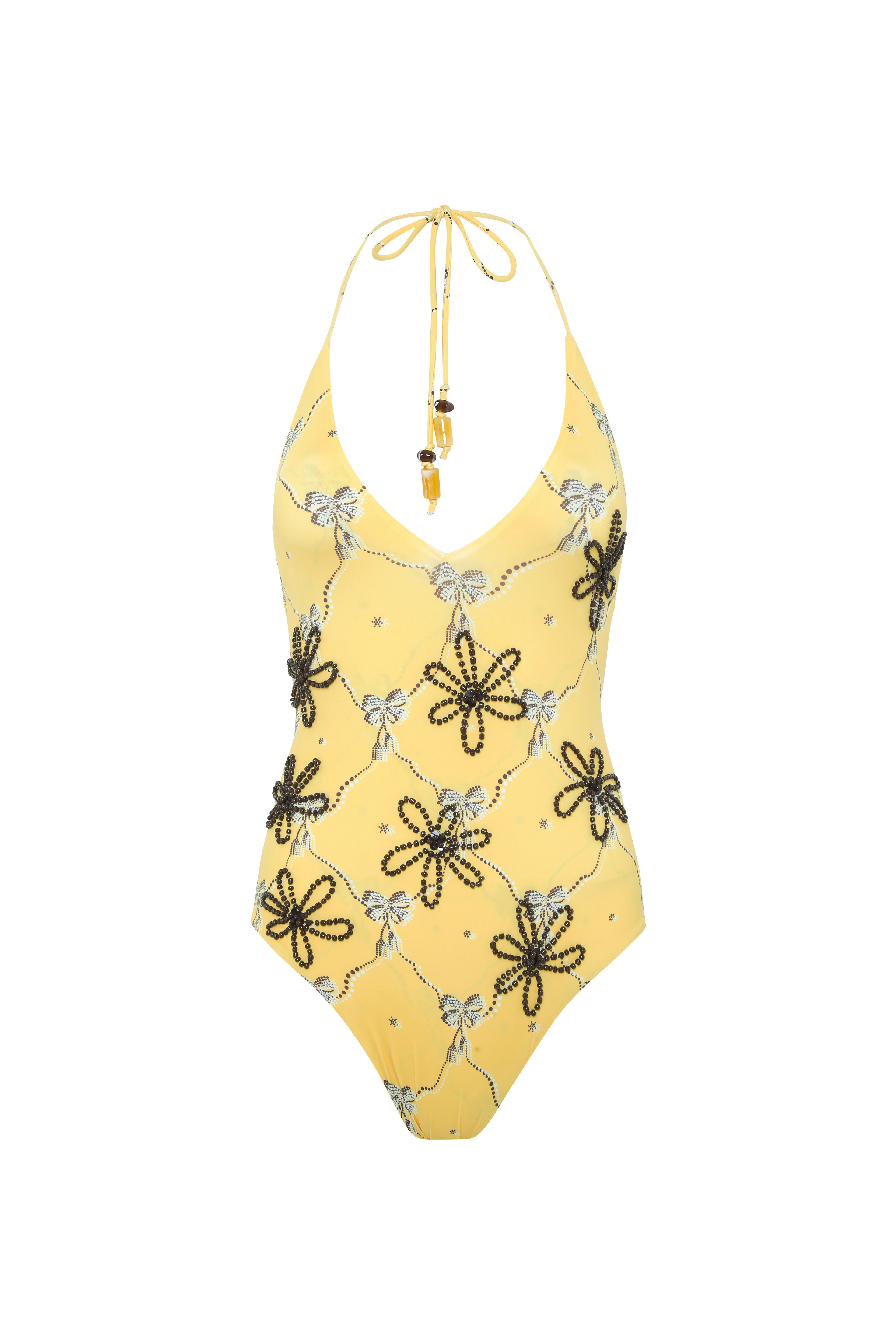 SOLENA - Embroidered floral halterneck swimsuit - Image 4