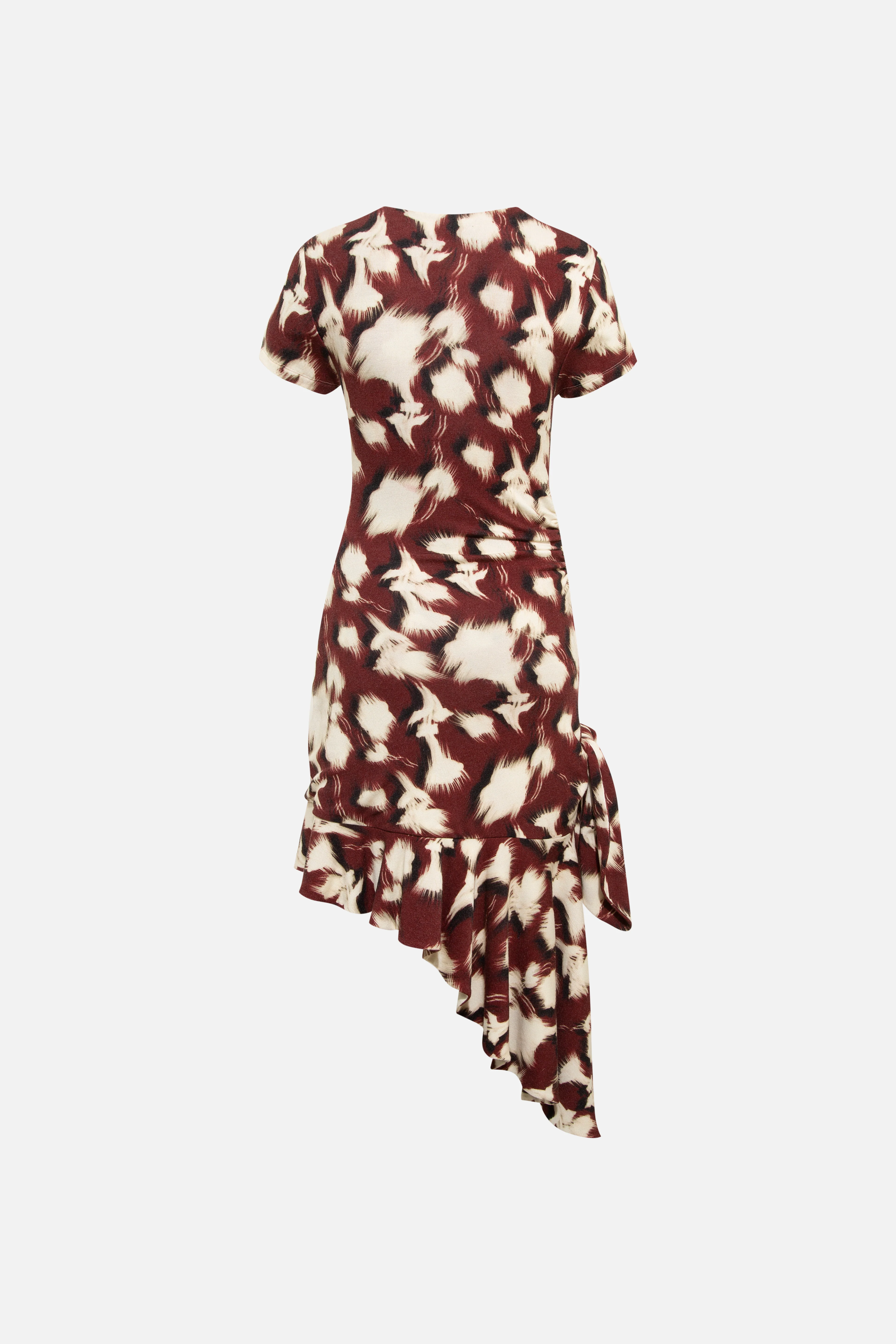TENAS - Printed jersey dress with side tie and ruffle - Image 6