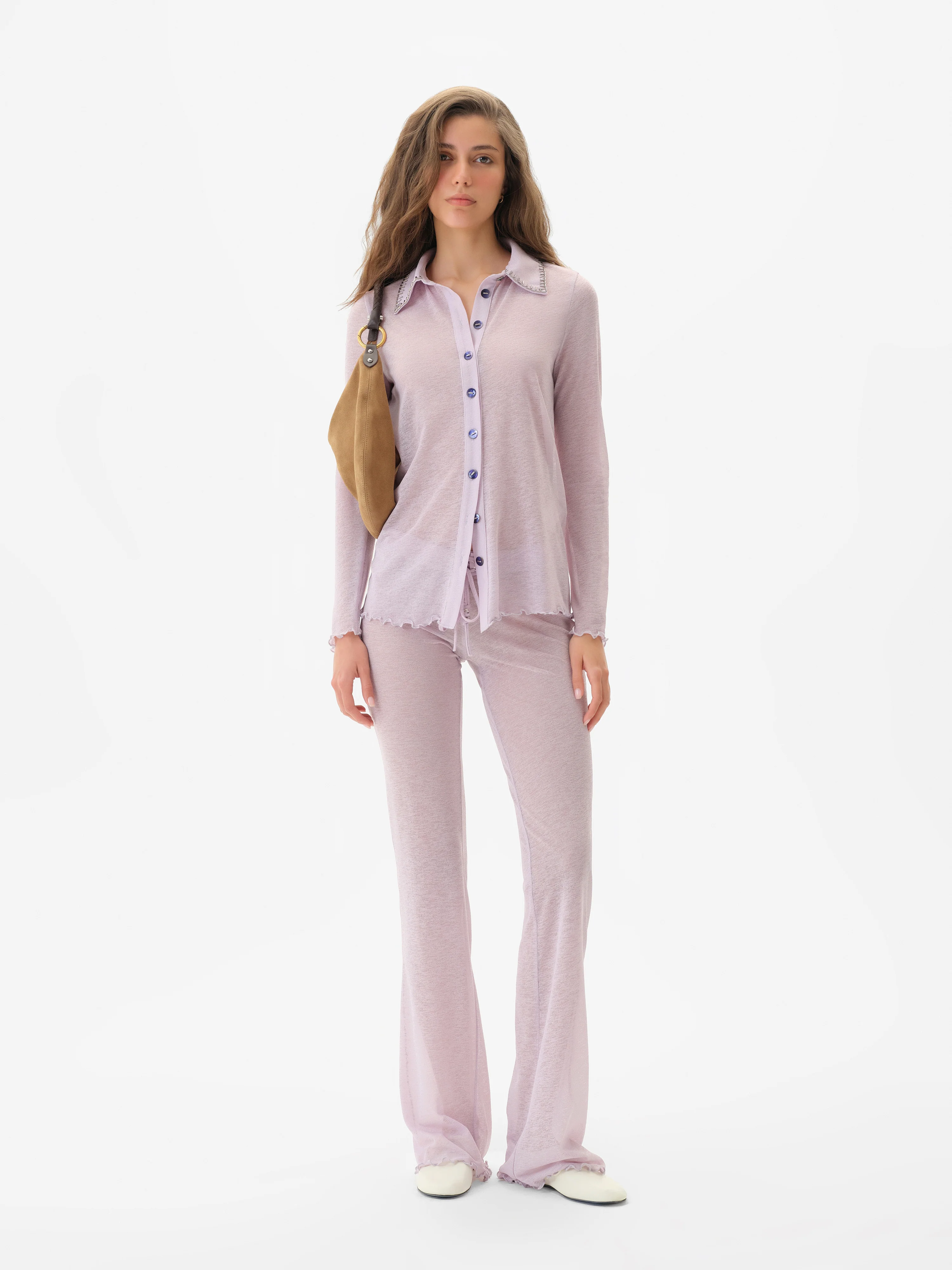 TINA - Embellished long-sleeved semi sheer mesh shirt - Image 2