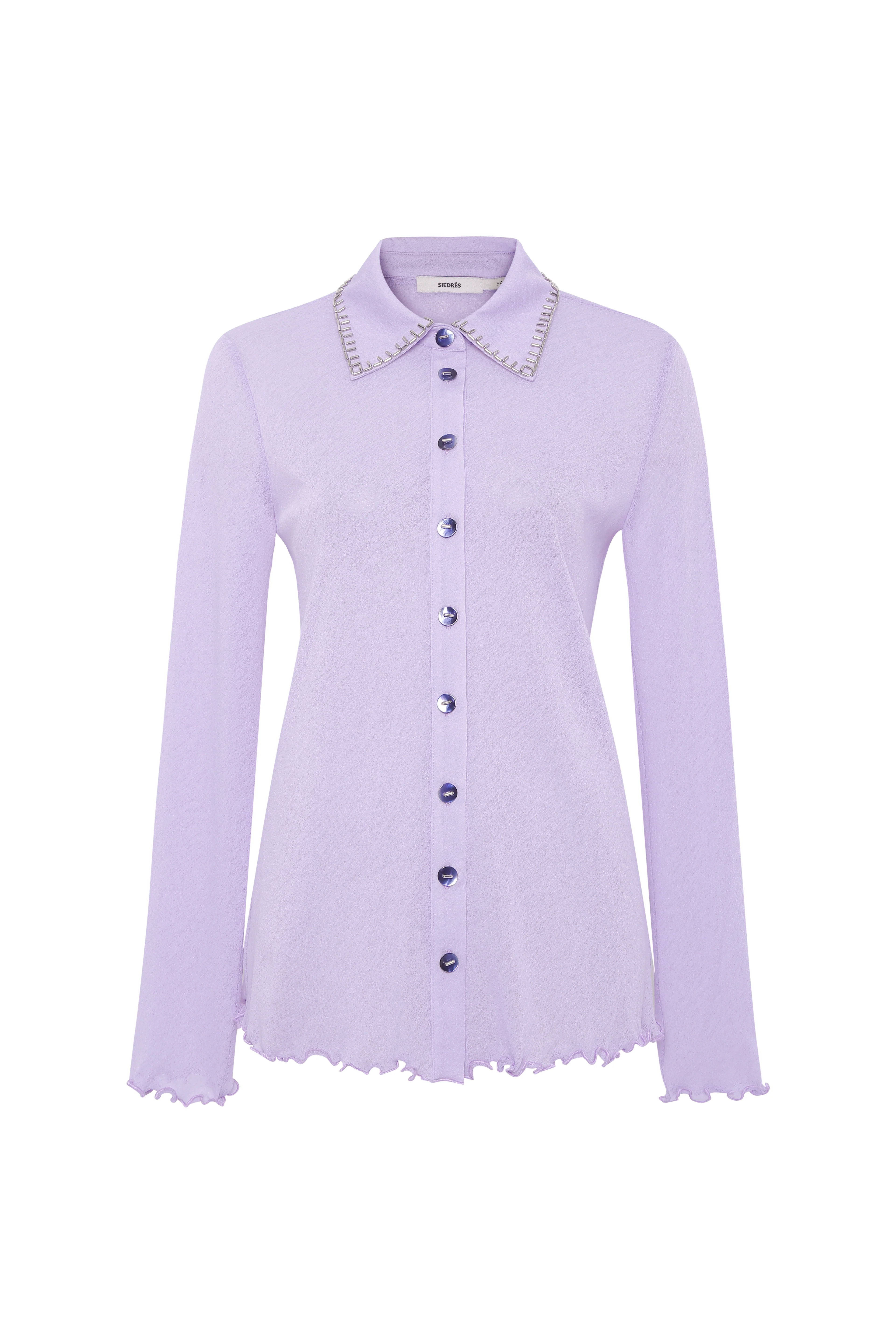 TINA - Embellished long-sleeved semi sheer mesh shirt - Image 5