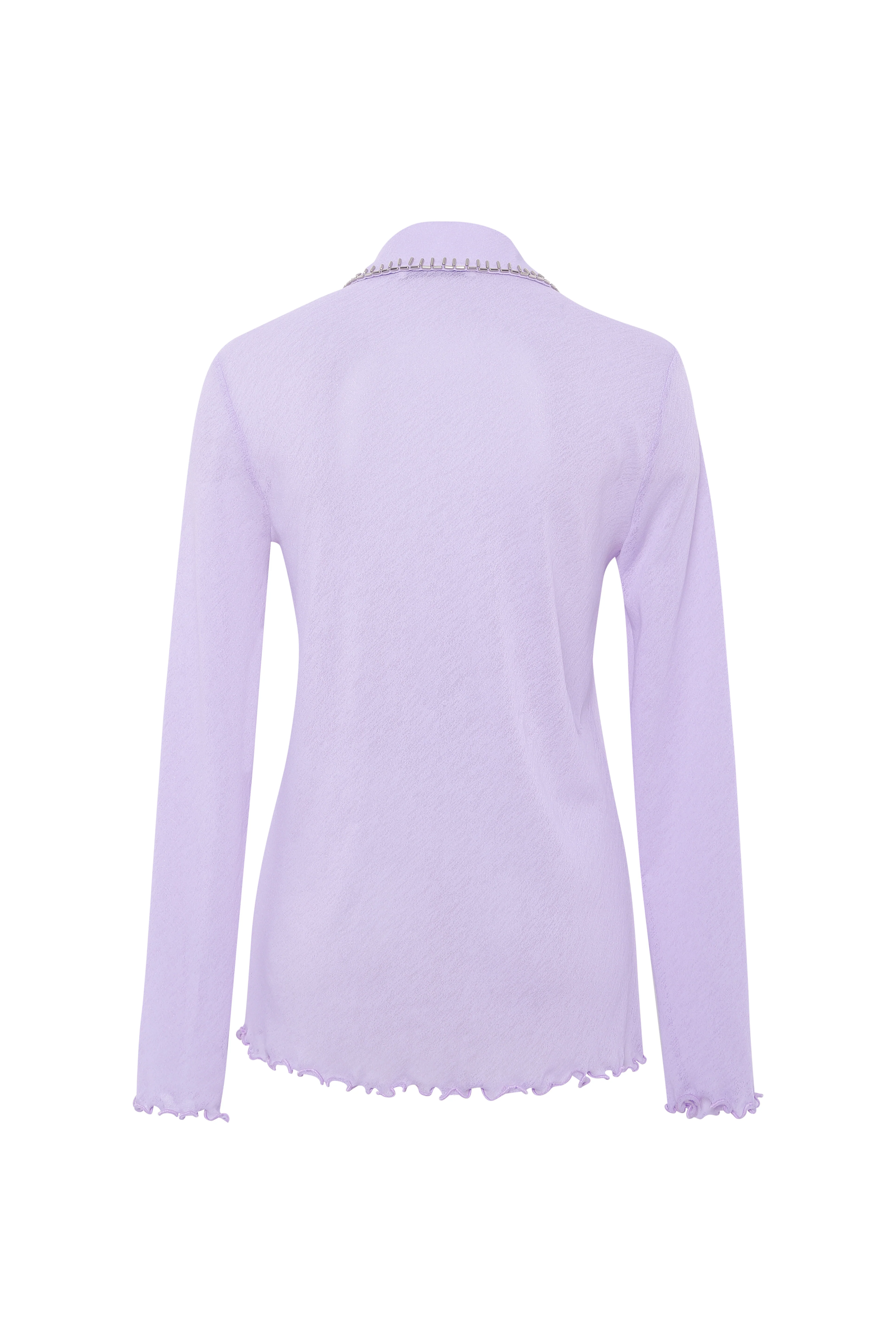 TINA - Embellished long-sleeved semi sheer mesh shirt - Image 6