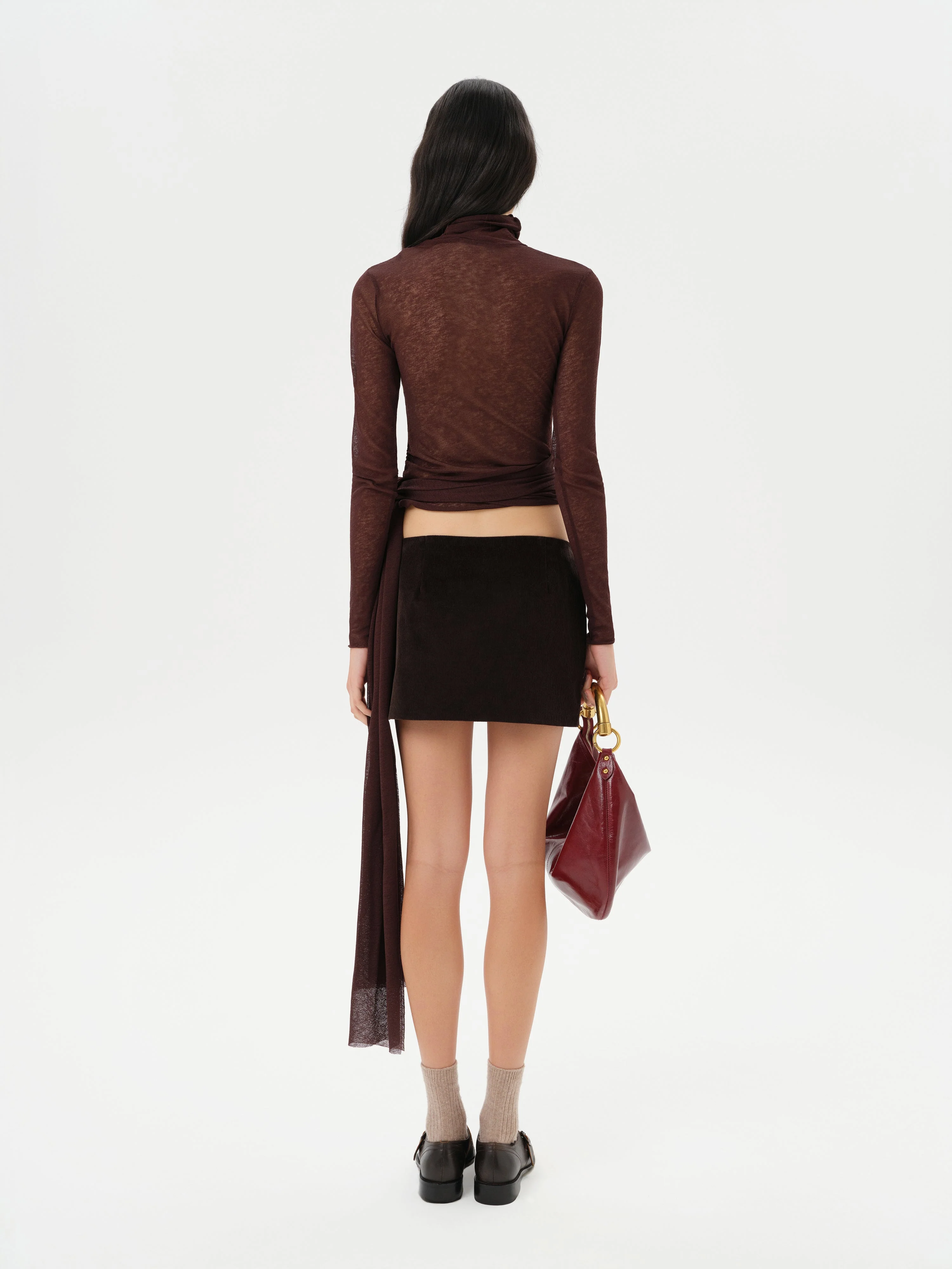 TYRA - Low-rise embellished corduroy mini skirt - Image 4