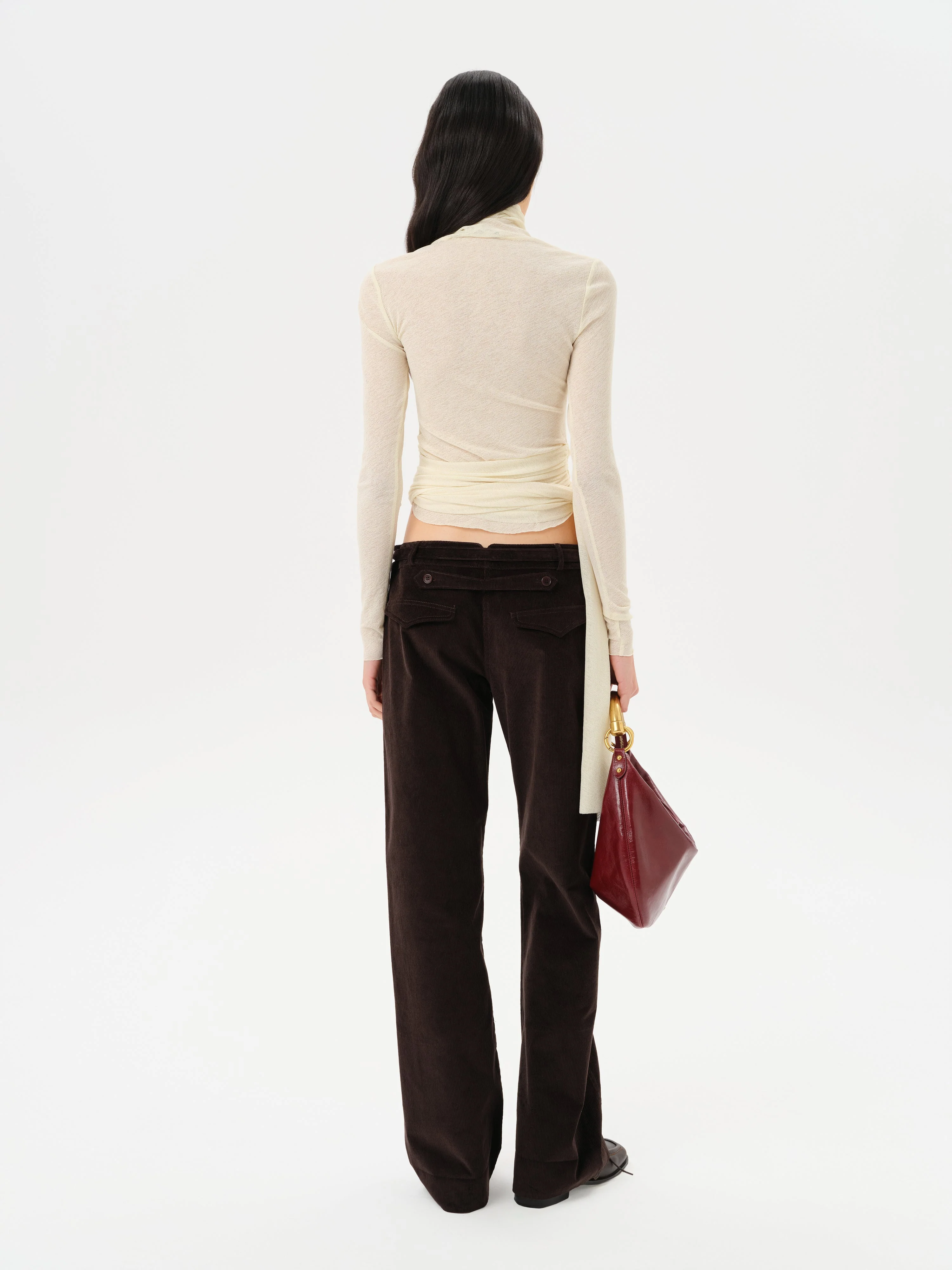 VERA - Low-rise corduroy pants with all-over embroidery - Image 4