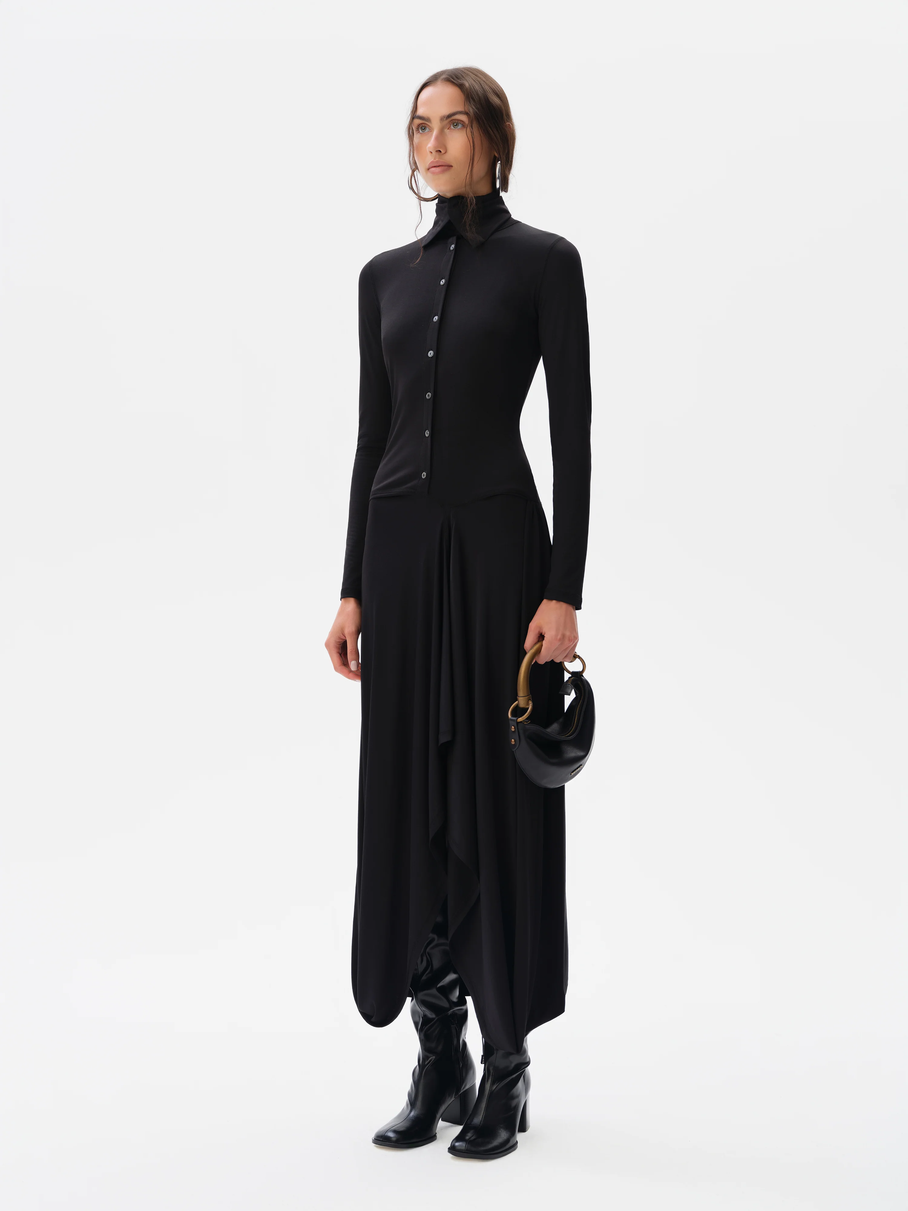 VESPER - High-neck button jersey dress - Image 3