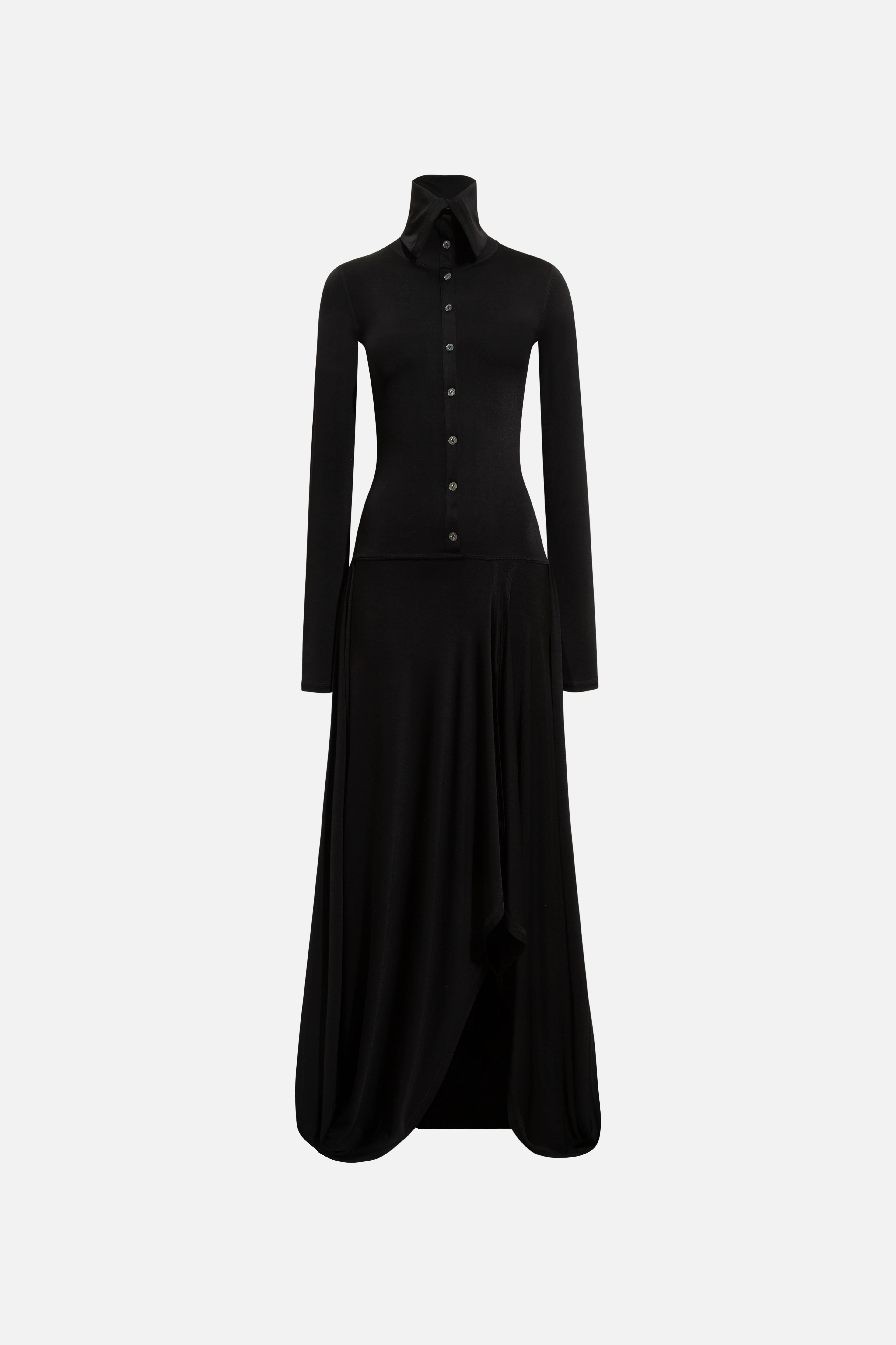 VESPER - High-neck button jersey dress - Image 6