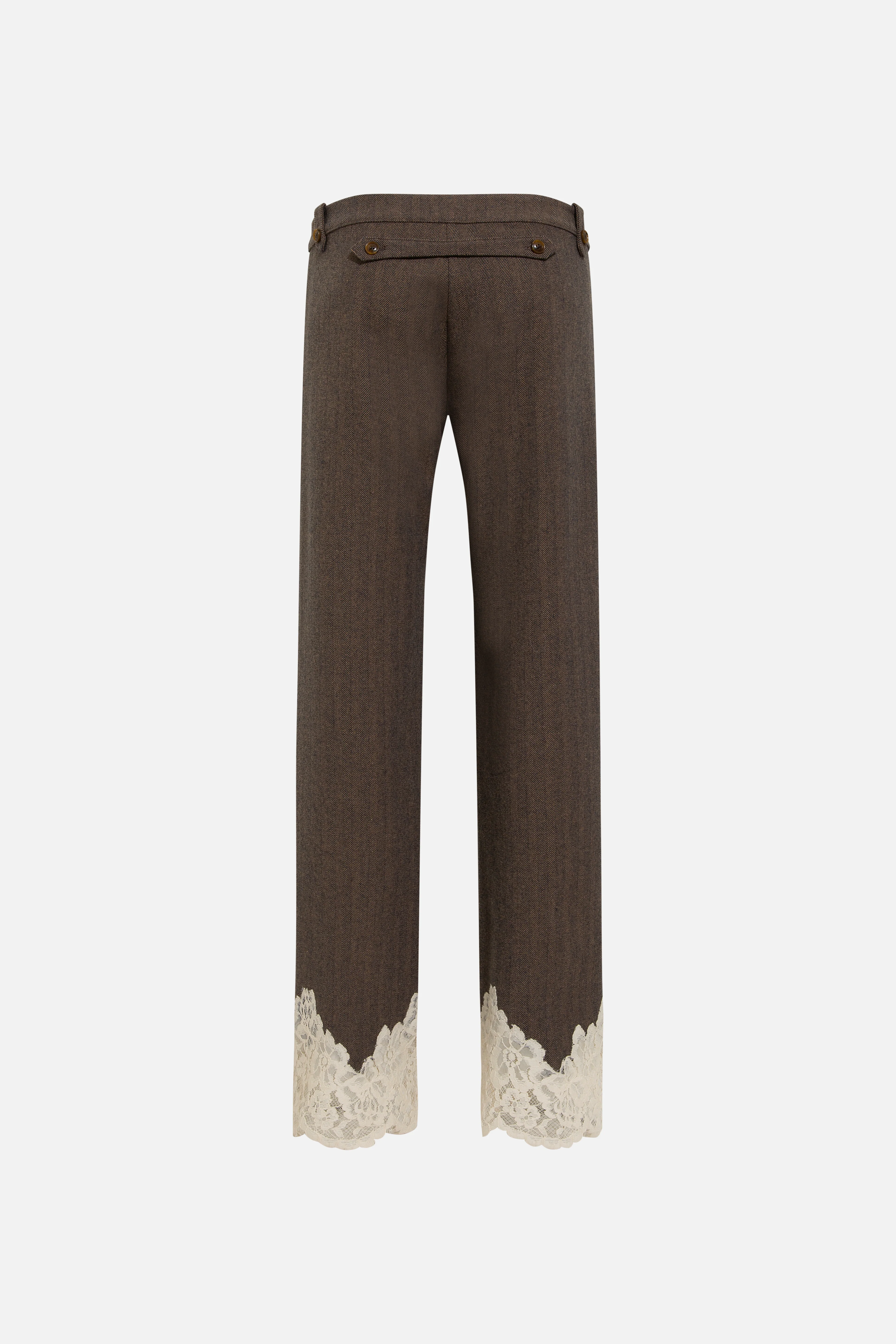VIVIENNE - Wool blend pants with lace-trimmed hem - Image 5