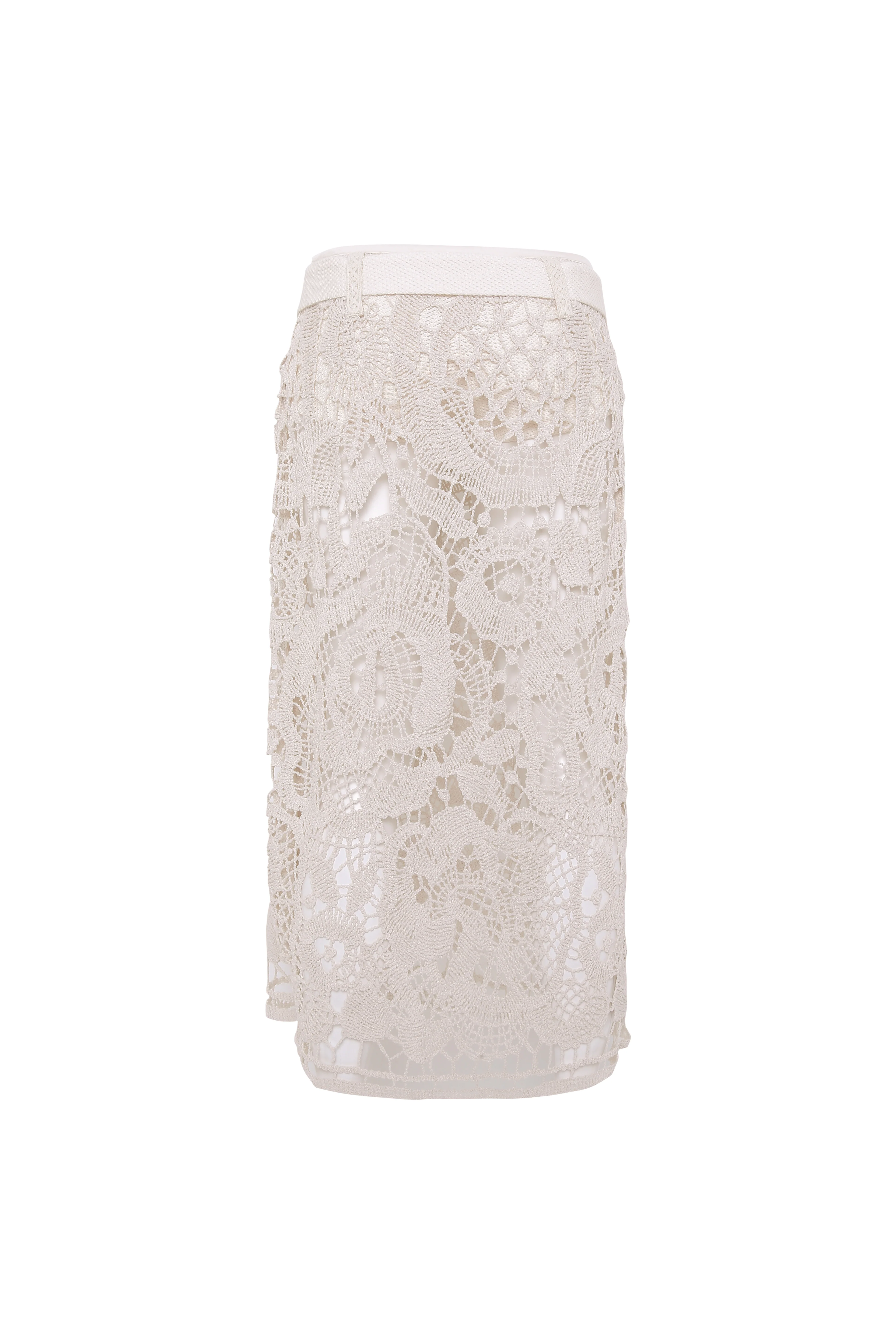WELLS - Belt detailed crochet midi skirt with detachable mini shorts - Image 6