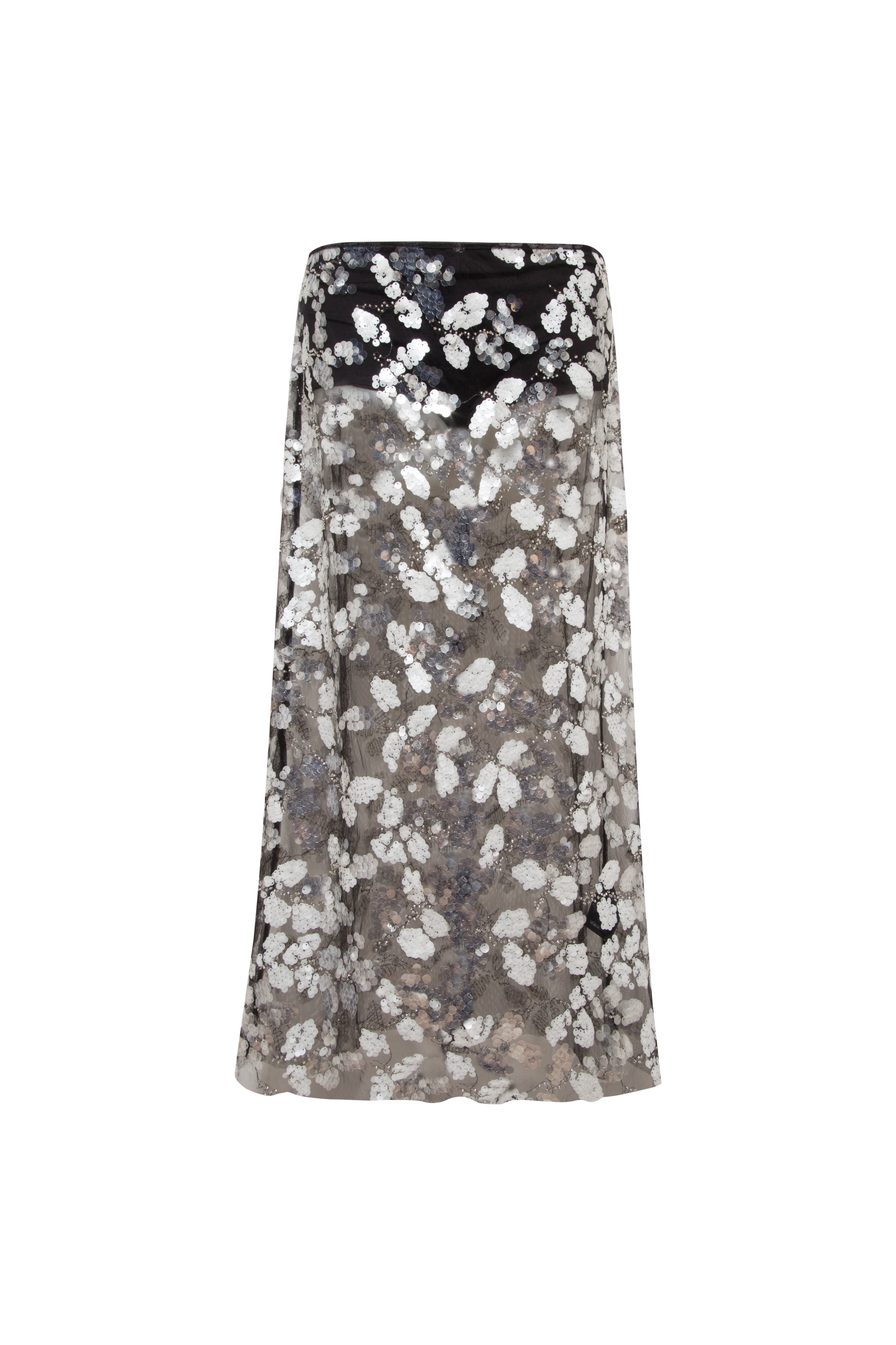 WELLS - Sequin-embellished sheer midi skirt with mini shorts - Image 5