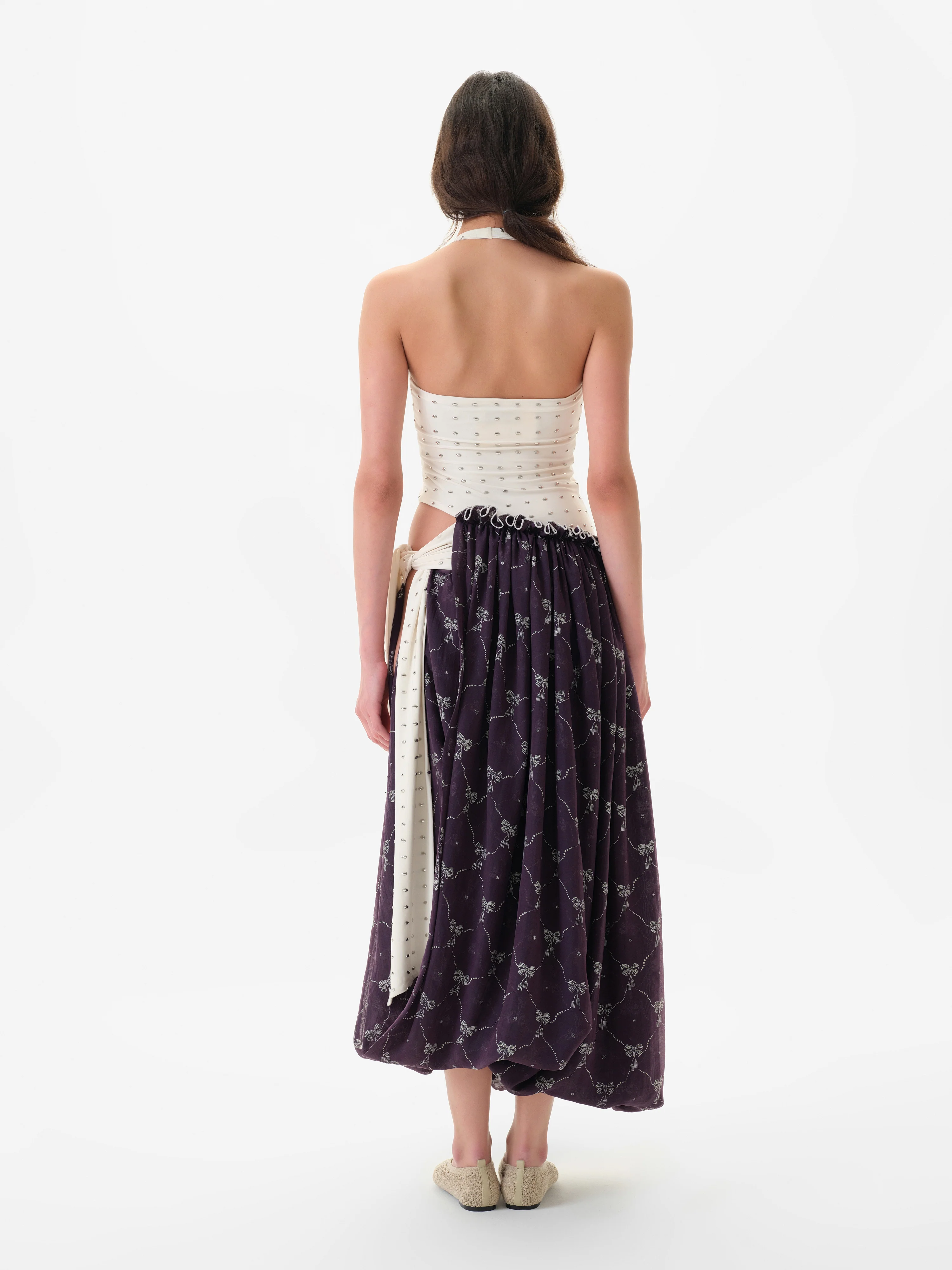 YOUSTINA - Balloon-skirt halterneck cut-out dress - Image 3
