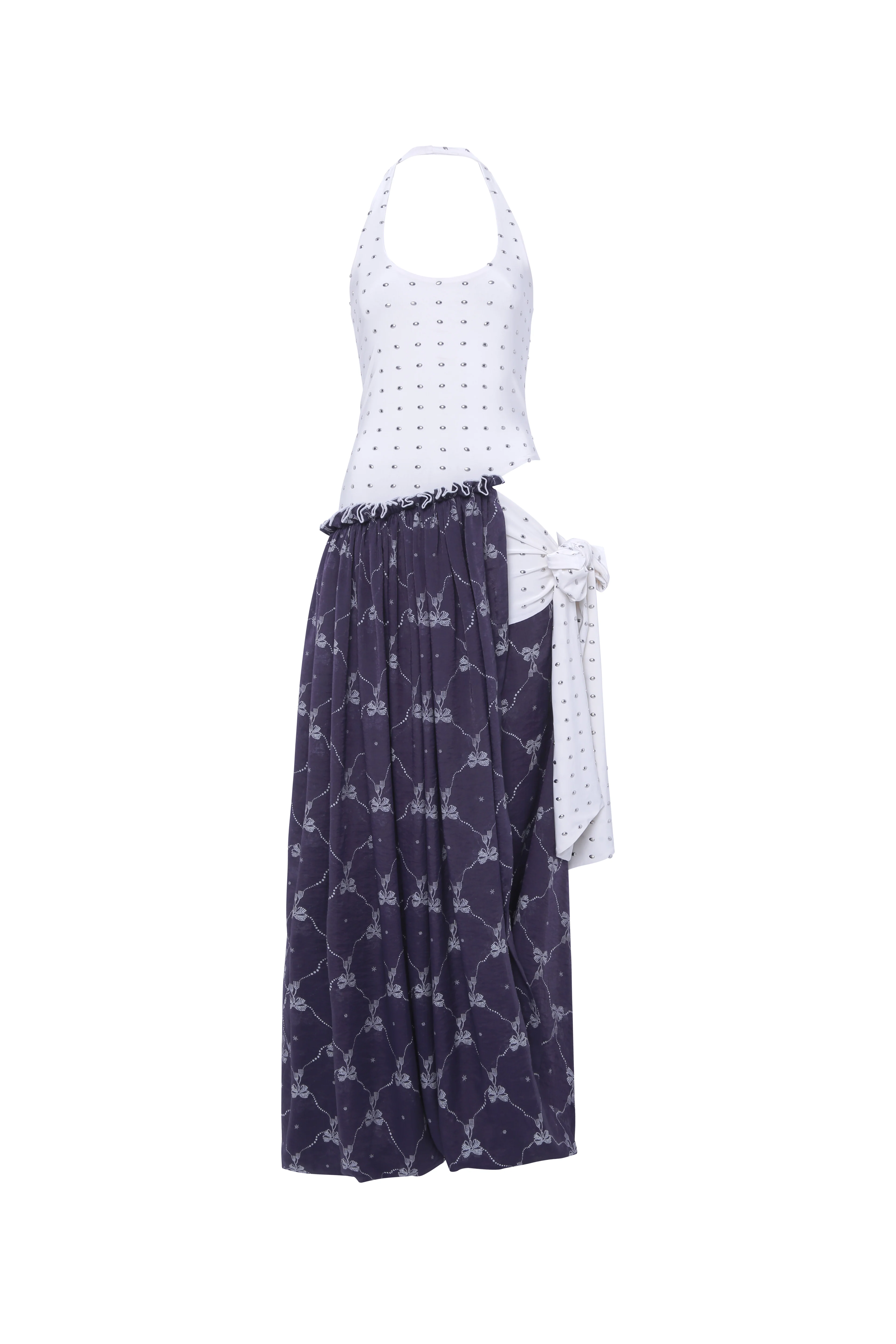 YOUSTINA - Balloon-skirt halterneck cut-out dress - Image 5