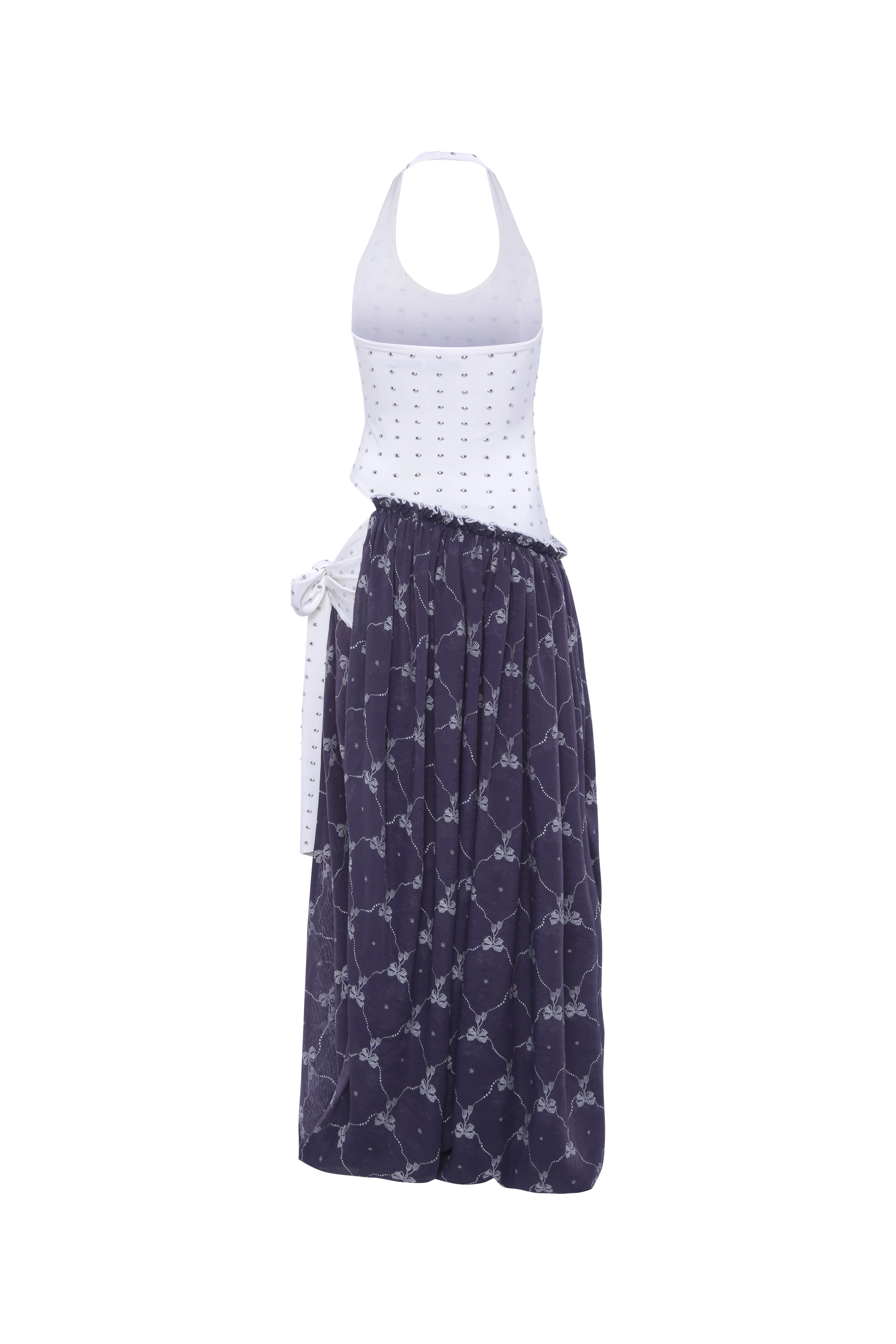 YOUSTINA - Balloon-skirt halterneck cut-out dress - Image 6
