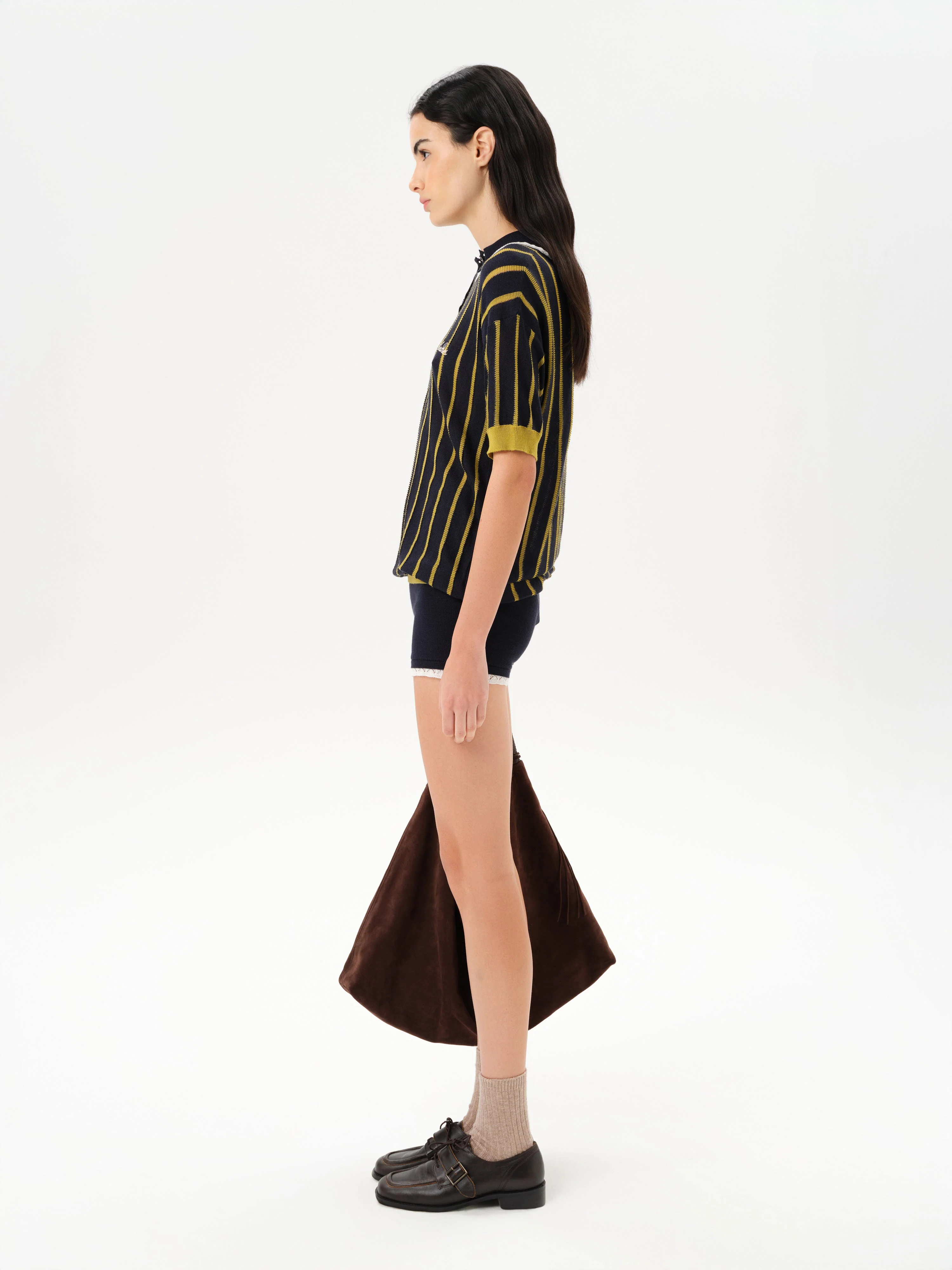 YUAN - Striped knit polo top - Image 4