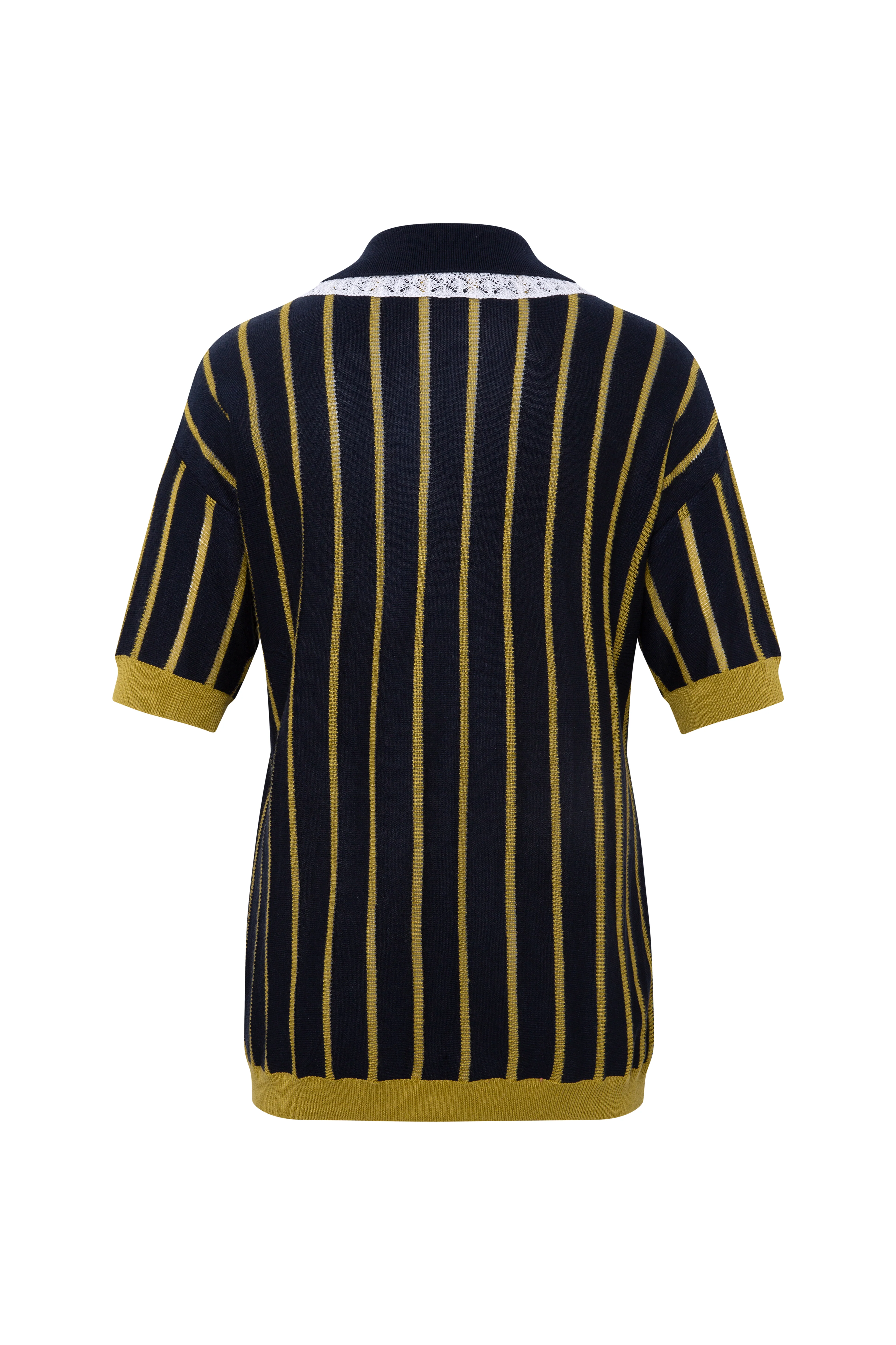 YUAN - Striped knit polo top - Image 7